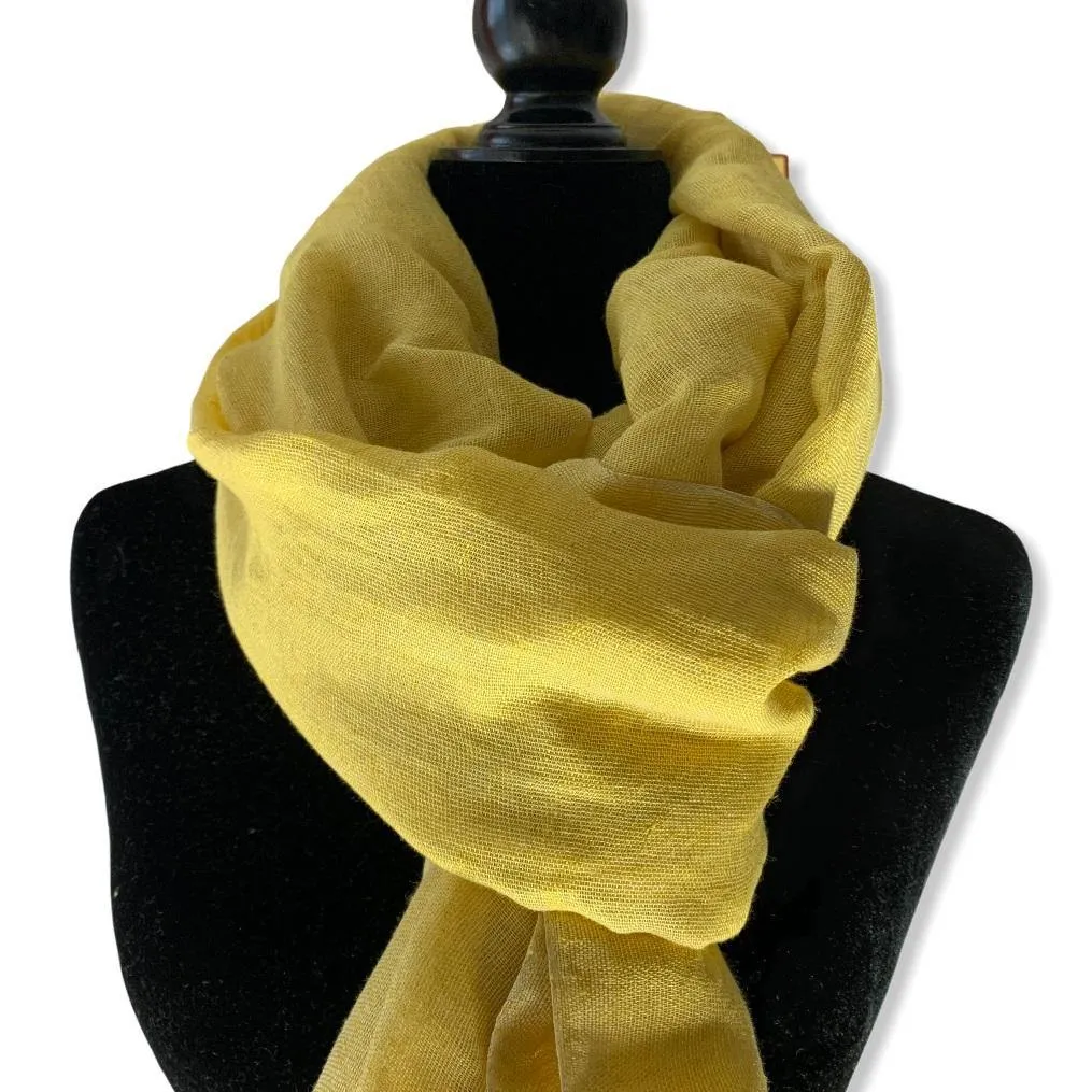 Linen Handwoven Scarf - Canary Yellow