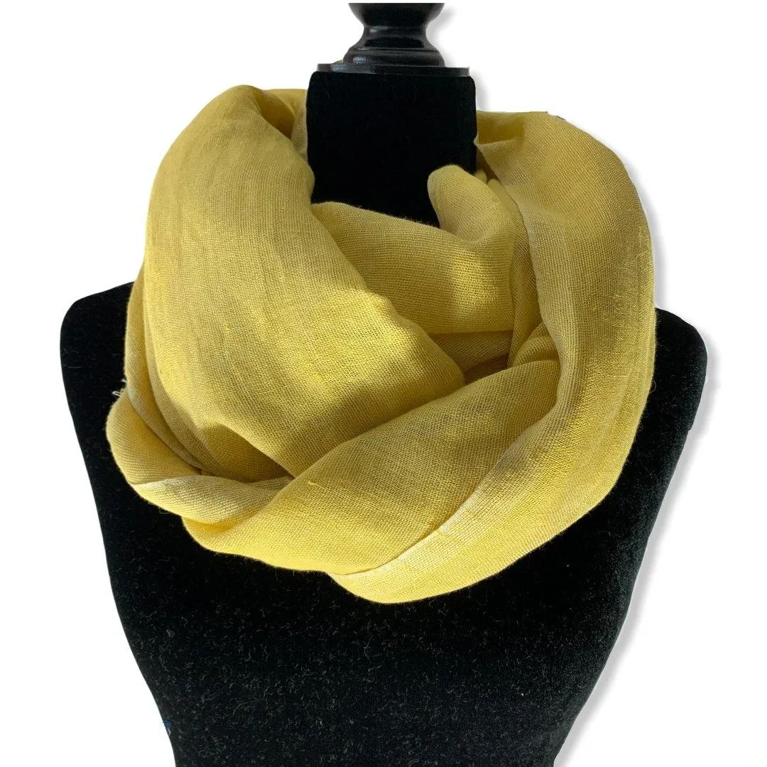 Linen Handwoven Scarf - Canary Yellow