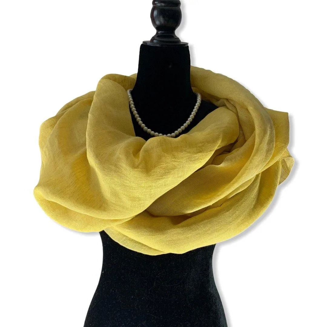 Linen Handwoven Scarf - Canary Yellow