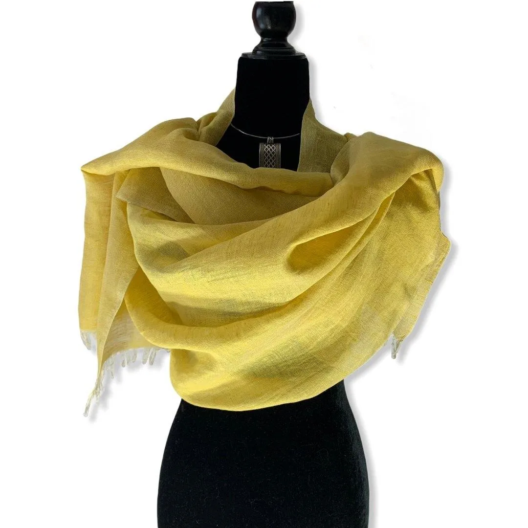 Linen Handwoven Scarf - Canary Yellow