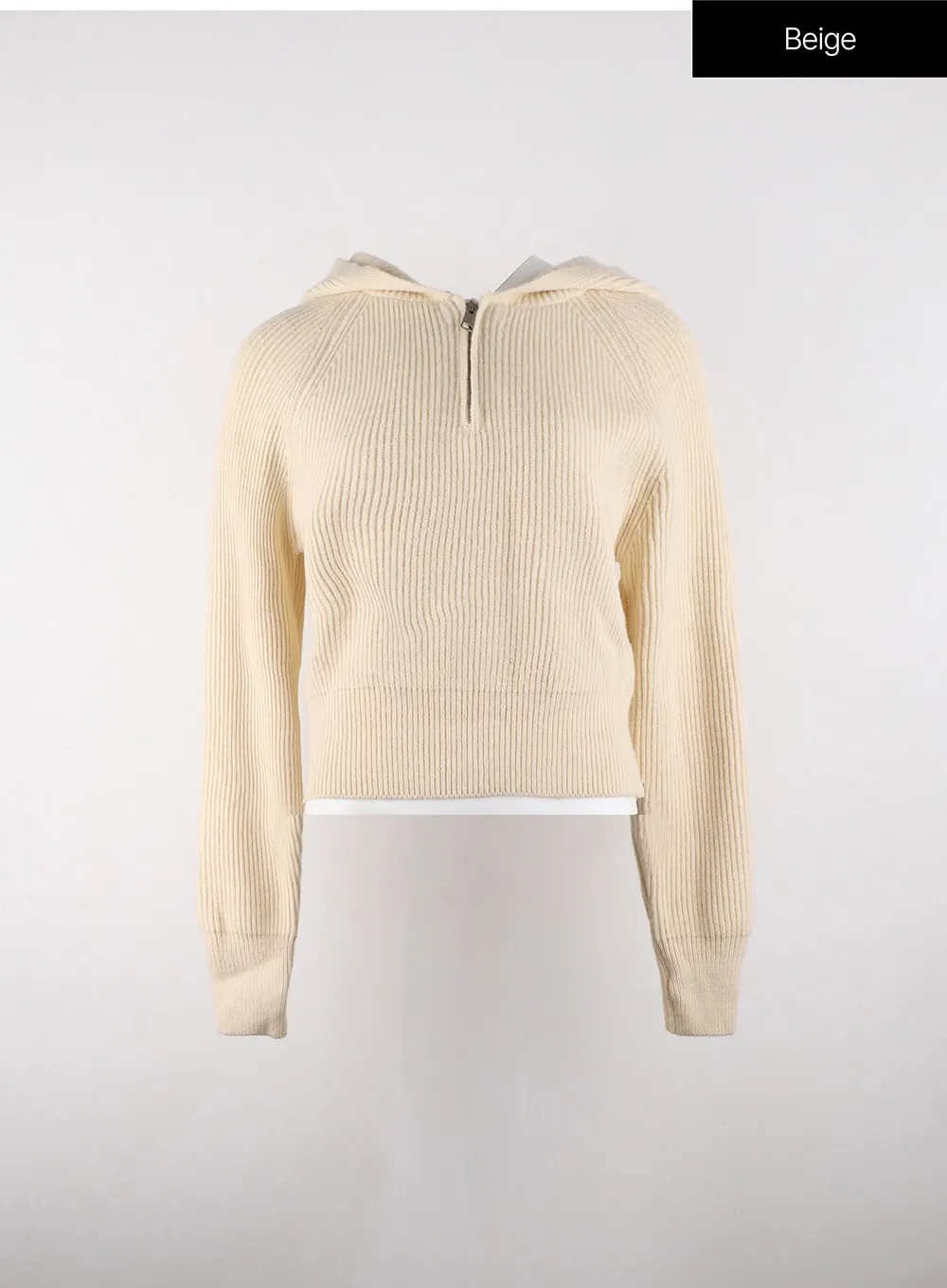 Long Sleeve Solid Zipper Pocket Knit Hoodie OD320