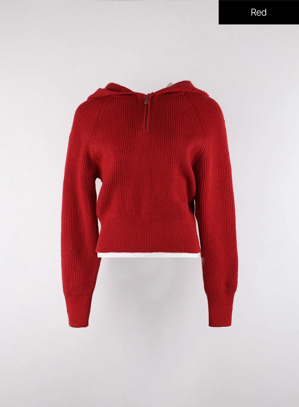 Long Sleeve Solid Zipper Pocket Knit Hoodie OD320