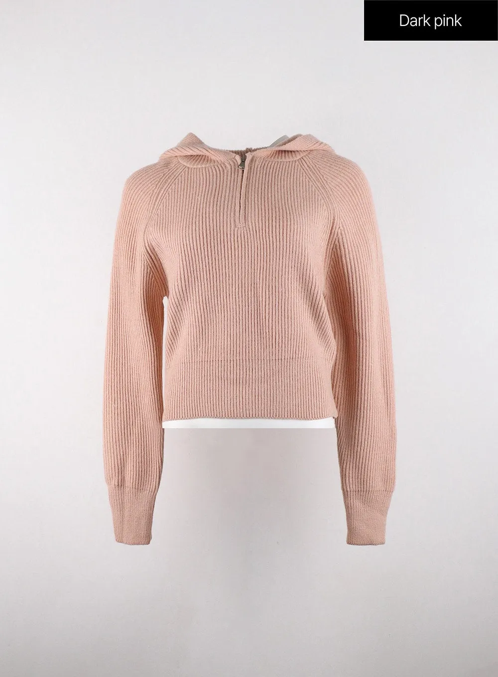 Long Sleeve Solid Zipper Pocket Knit Hoodie OD320