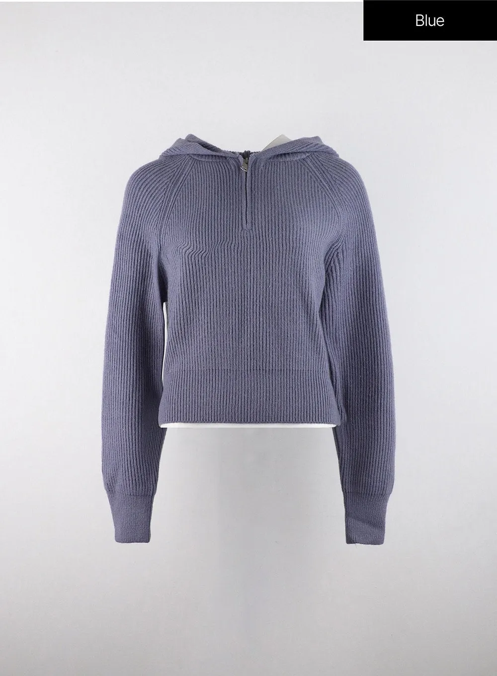 Long Sleeve Solid Zipper Pocket Knit Hoodie OD320