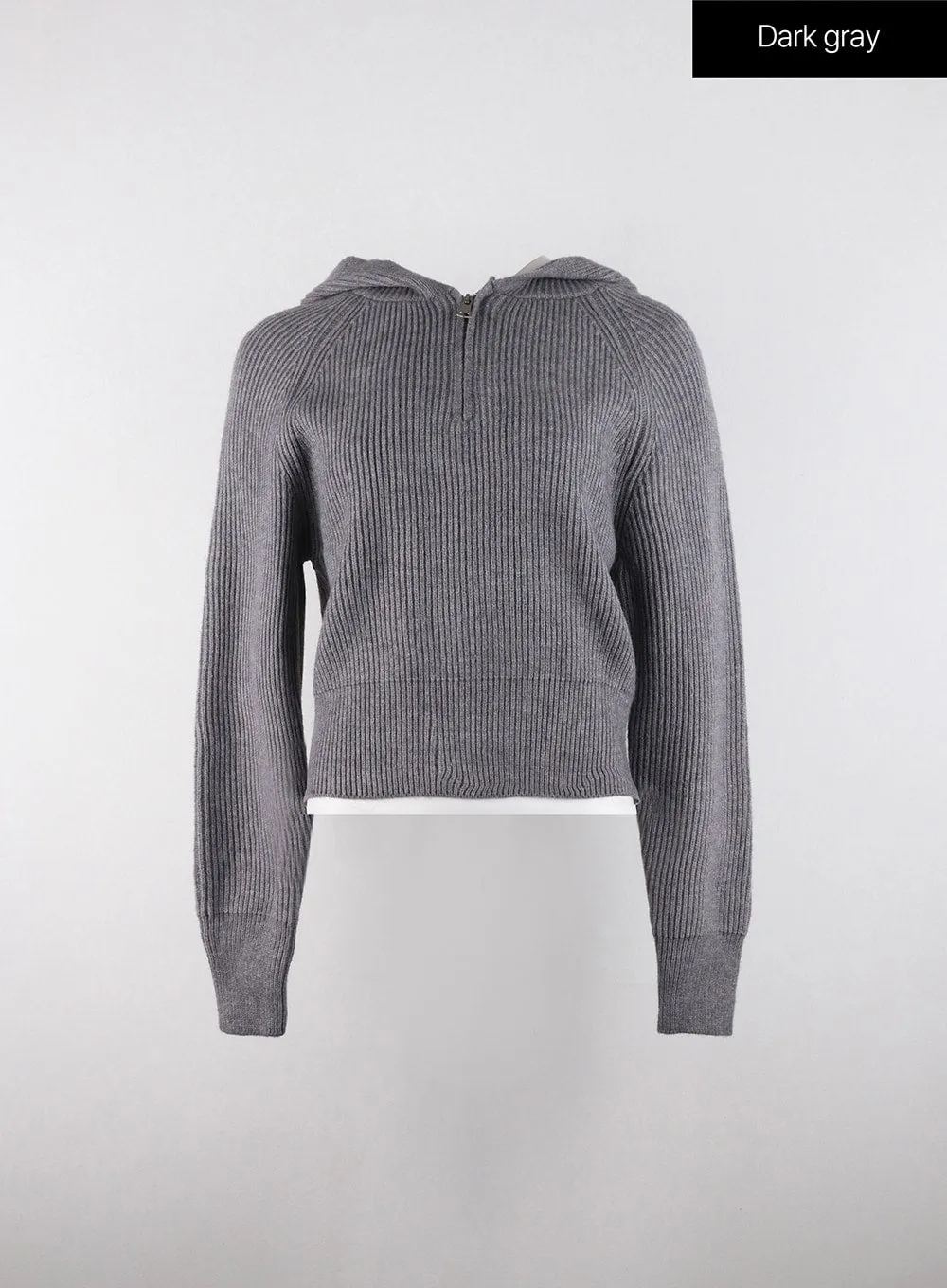 Long Sleeve Solid Zipper Pocket Knit Hoodie OD320