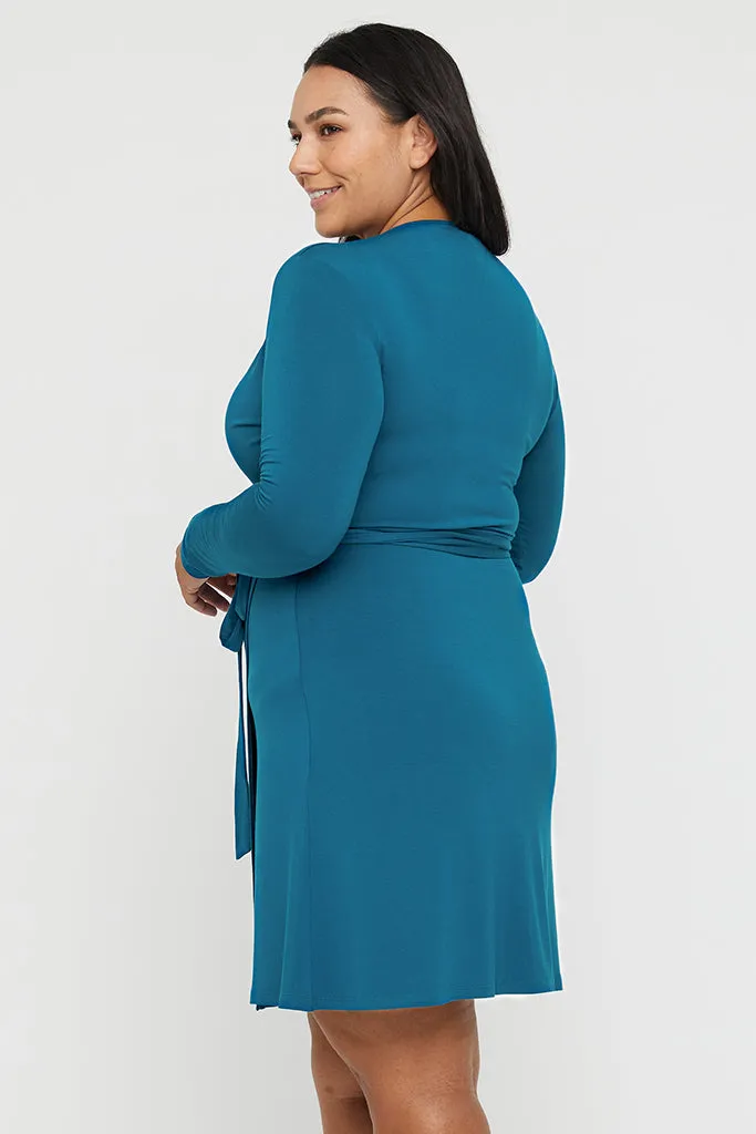 Long Sleeve Wrap Dress - Dark Teal