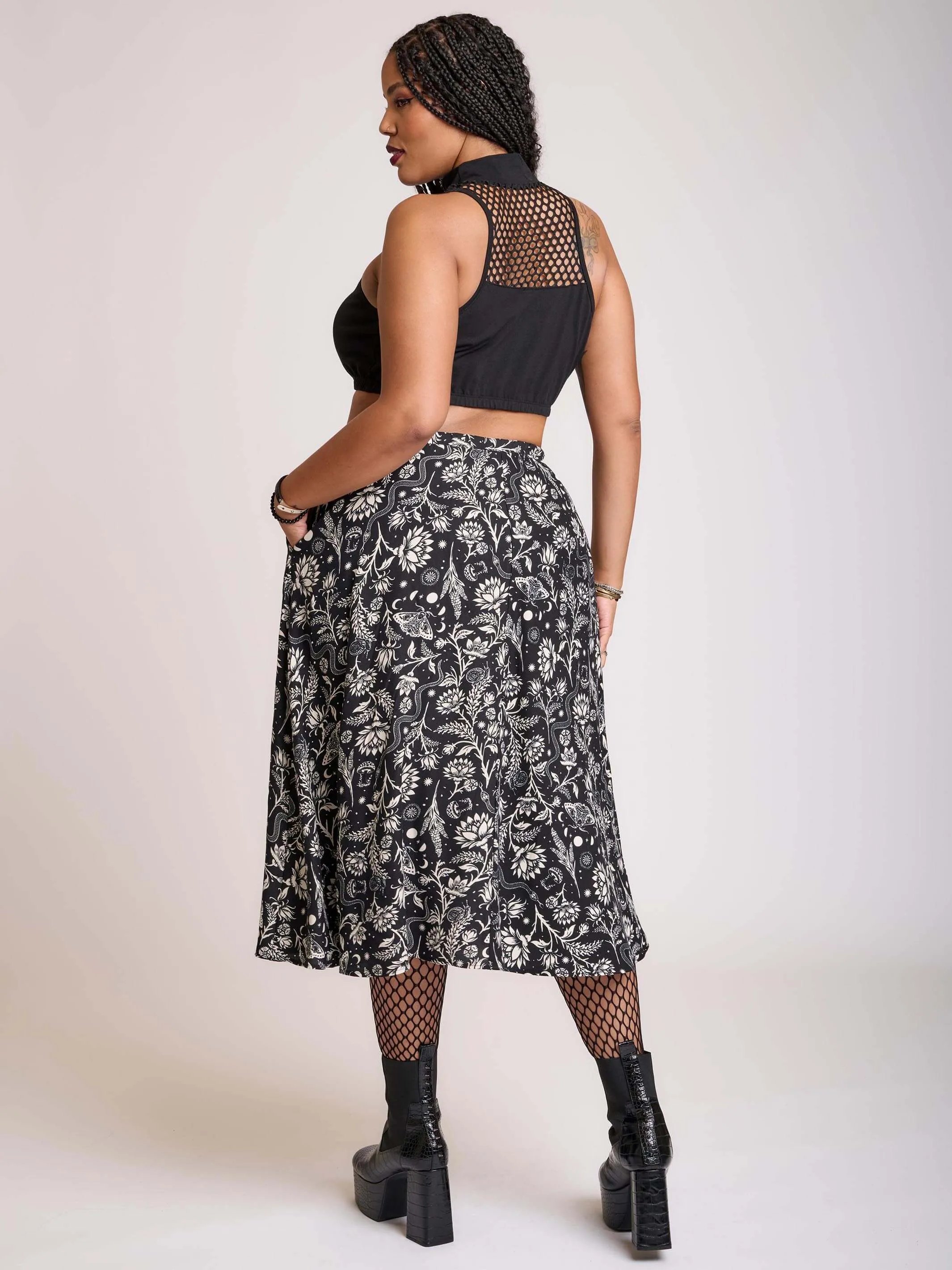 Lunar Garden Witch Midi Skirt