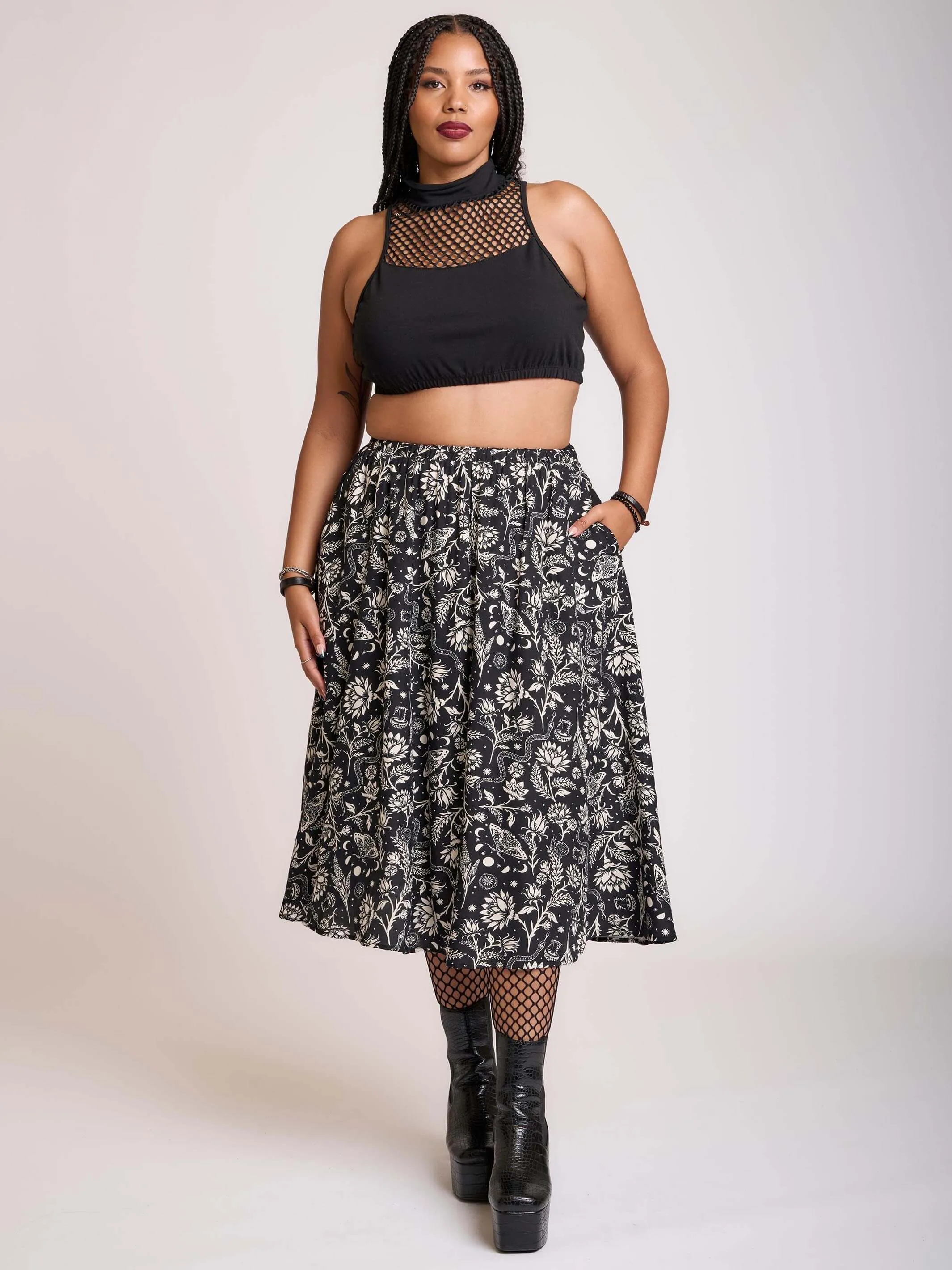 Lunar Garden Witch Midi Skirt