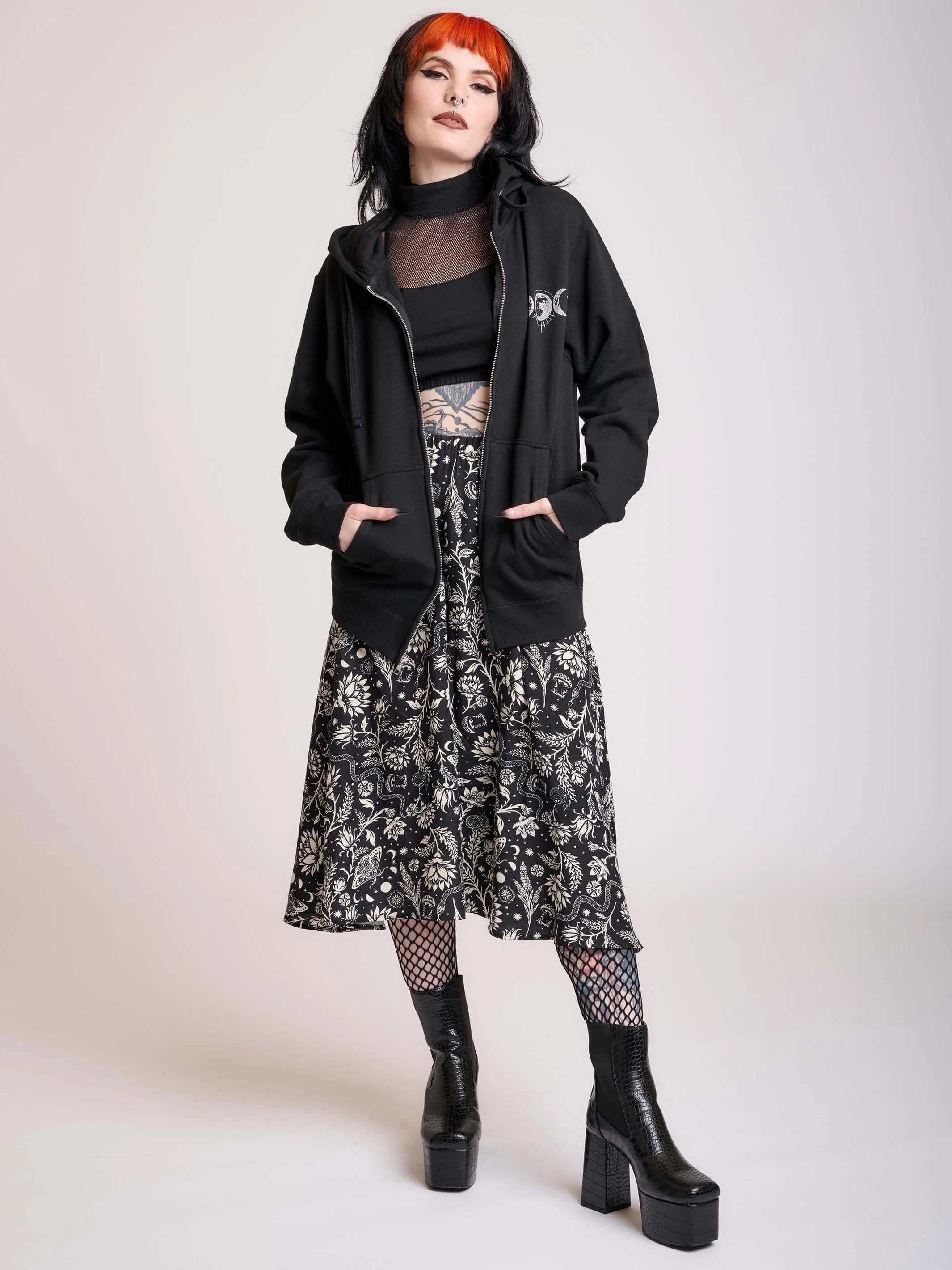 Lunar Garden Witch Midi Skirt