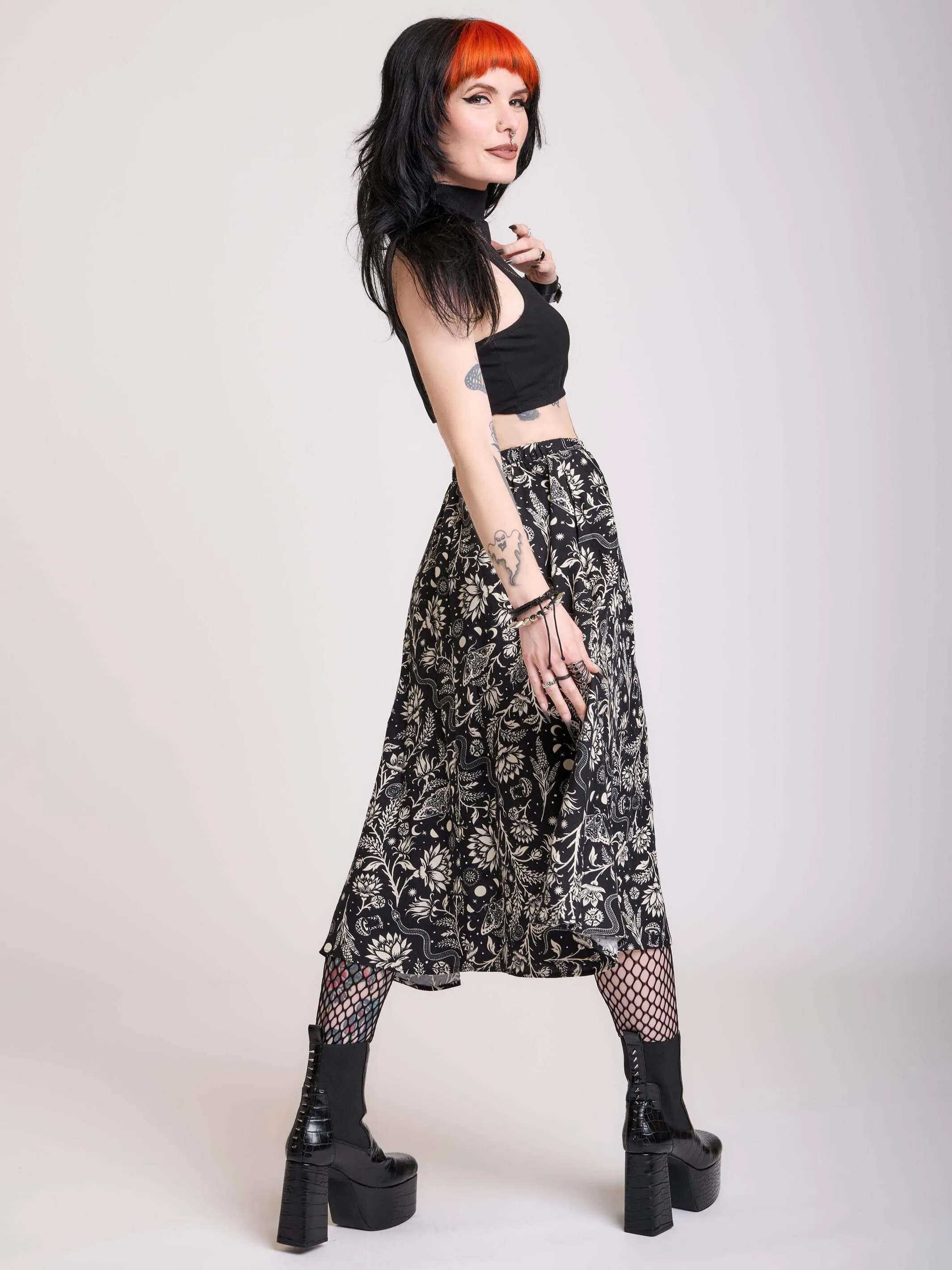 Lunar Garden Witch Midi Skirt