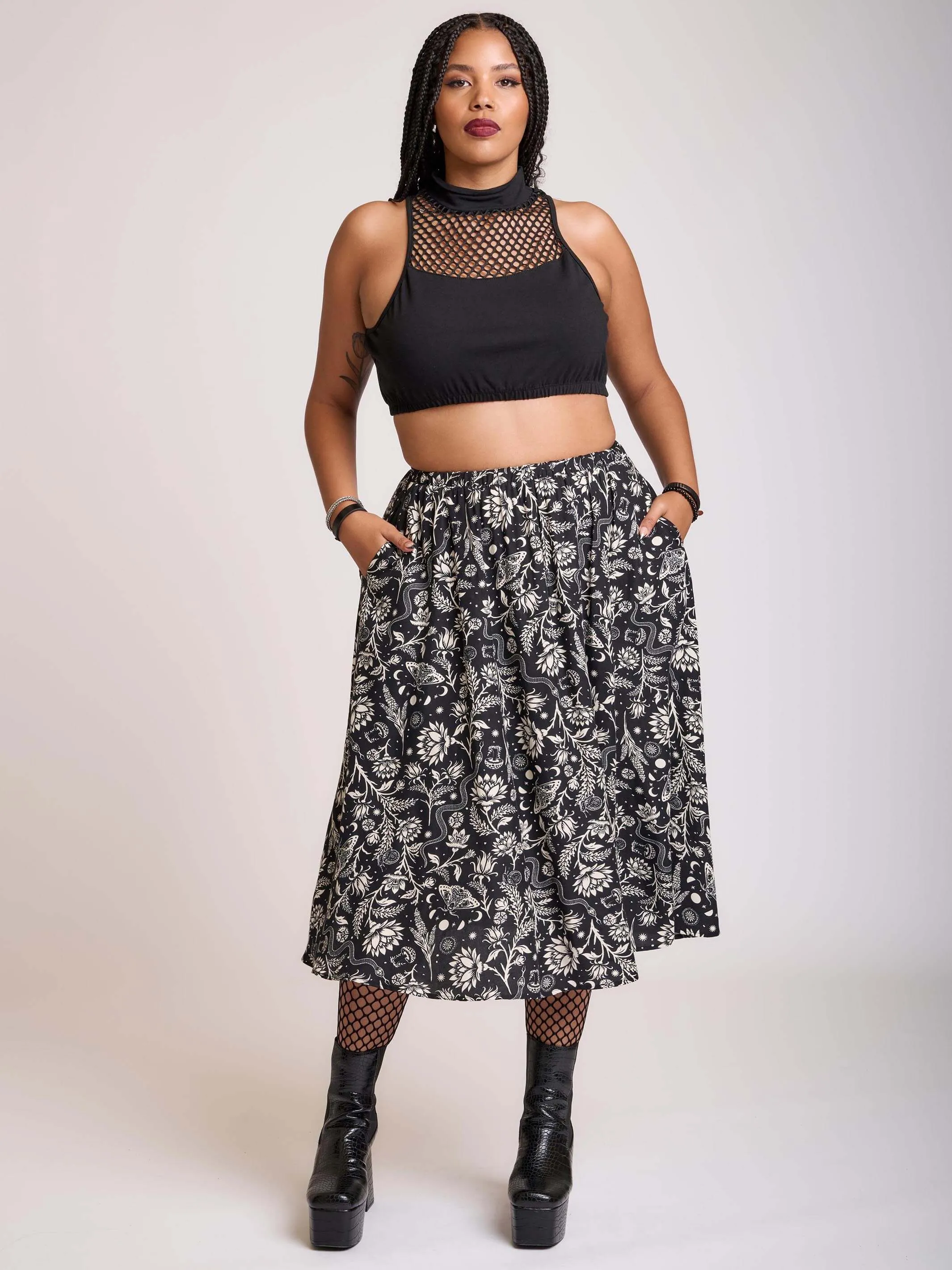 Lunar Garden Witch Midi Skirt