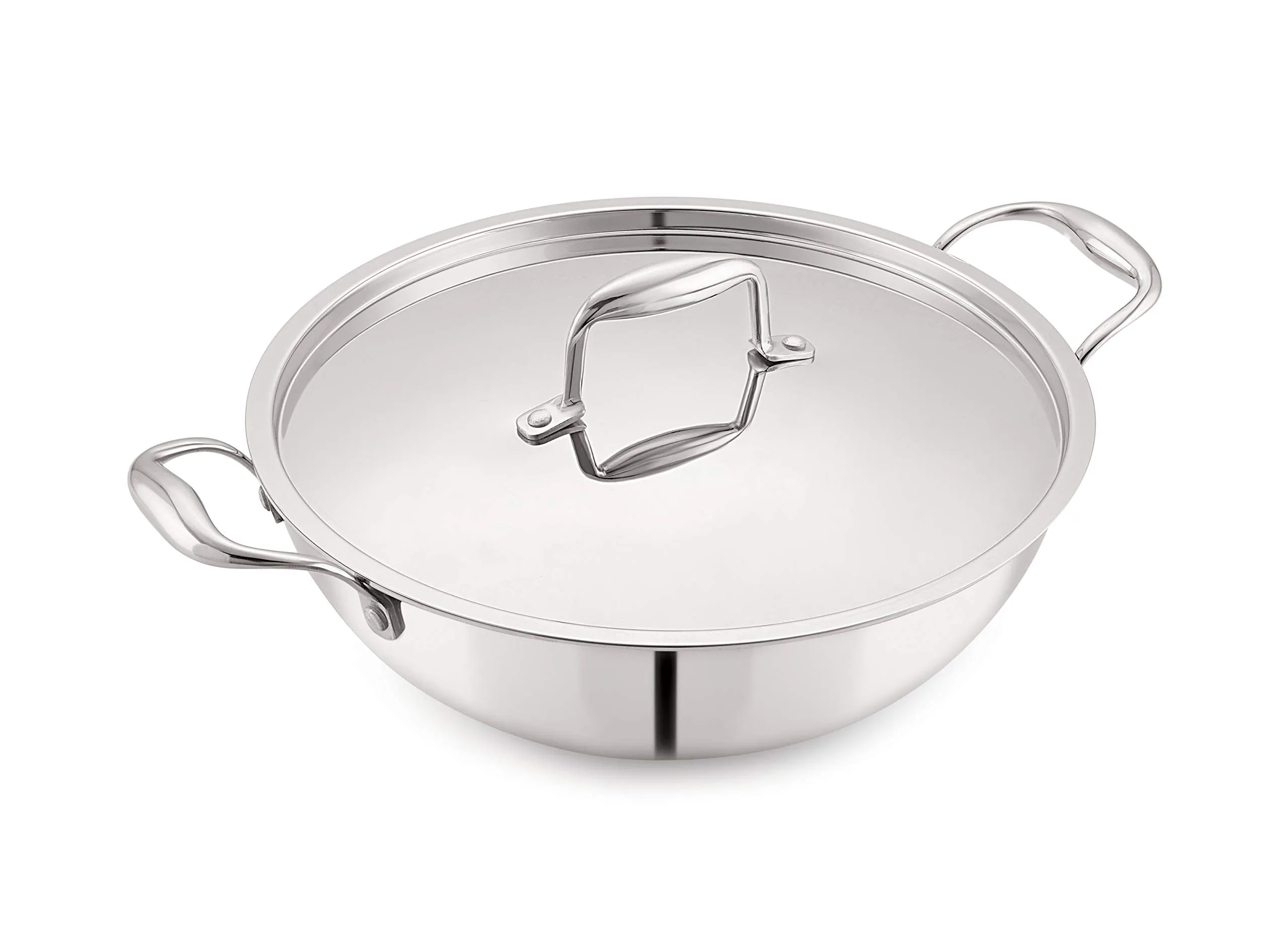 Magnus Triply Stainless Steel Kadai with Stainless Steel Lid,28 cm,4.2 L (Induction and Gas Stove Compatible)