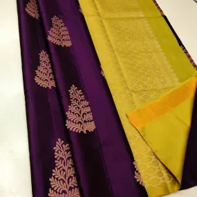 Majesty Dark Purple Soft Silk Saree With Impressive Blouse Piece