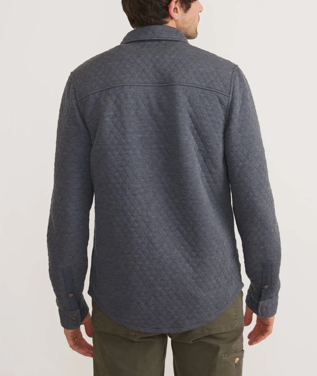 Marine Layer Corbet Quilted Overshirt in Navy Heather Oatmeal