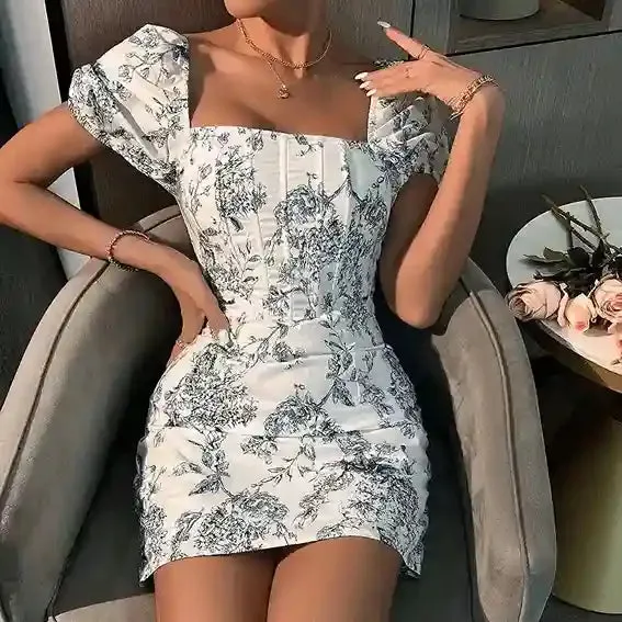 Mary Puff Sleeves Floral Mini Dress