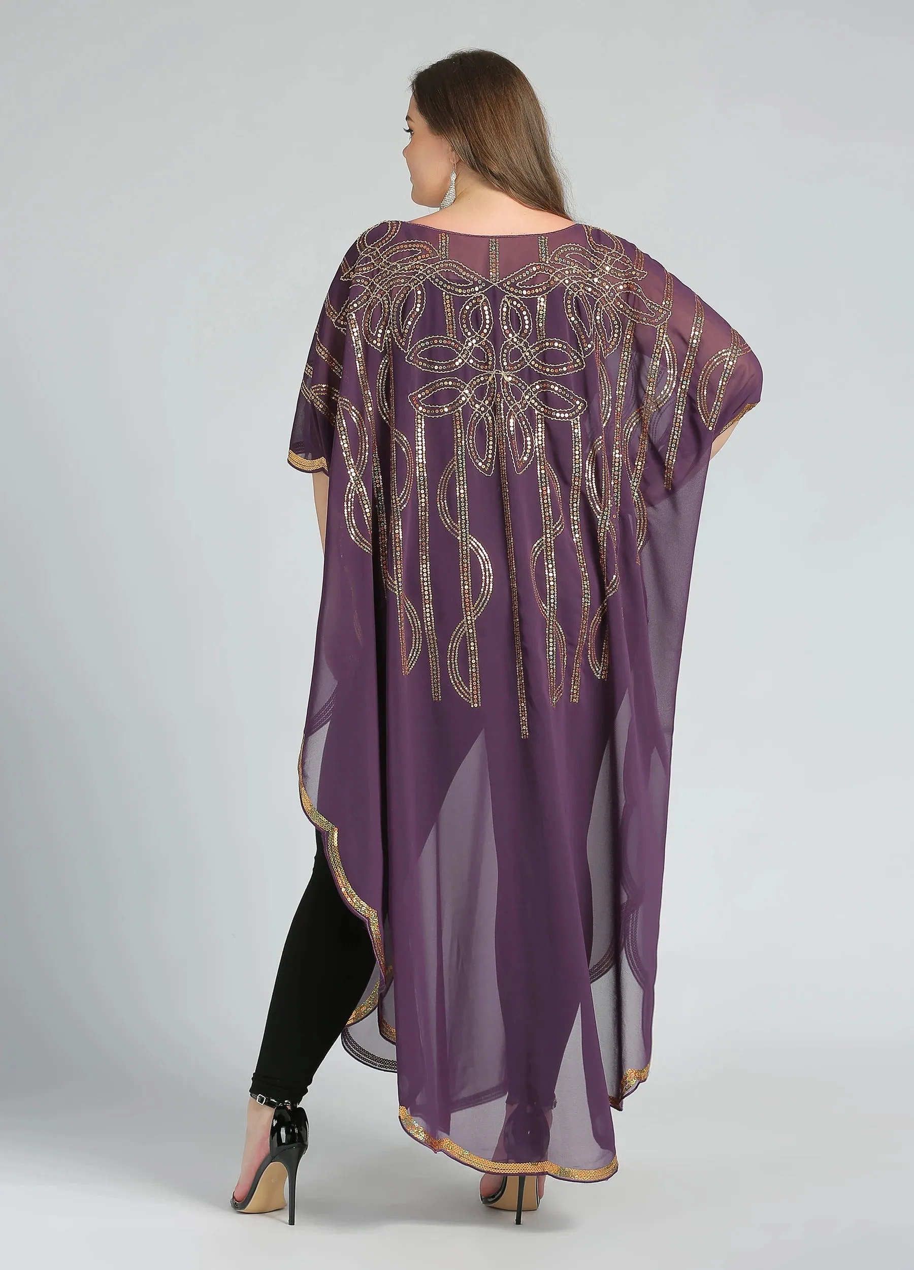 MECALA Women's Plus Size Kaftan with Sequin Maxi Pullover