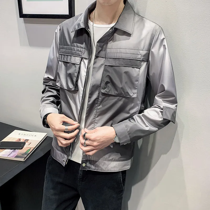 Men Spring Jacket  Gradient Color Casual Jackets