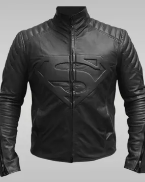 Mens Black Superman Leather Jacket