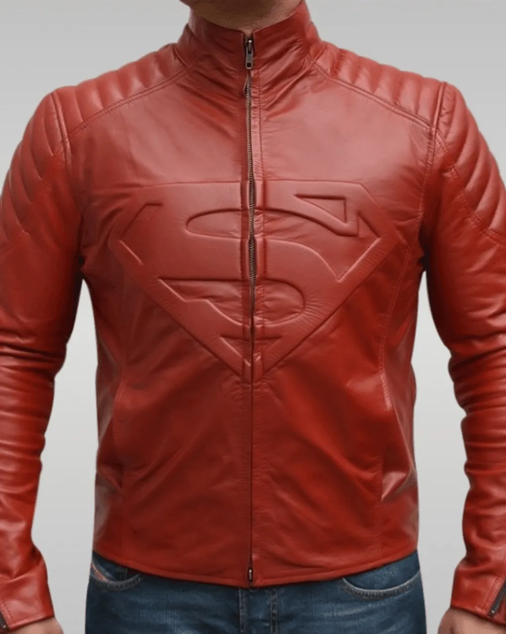 Mens Black Superman Leather Jacket