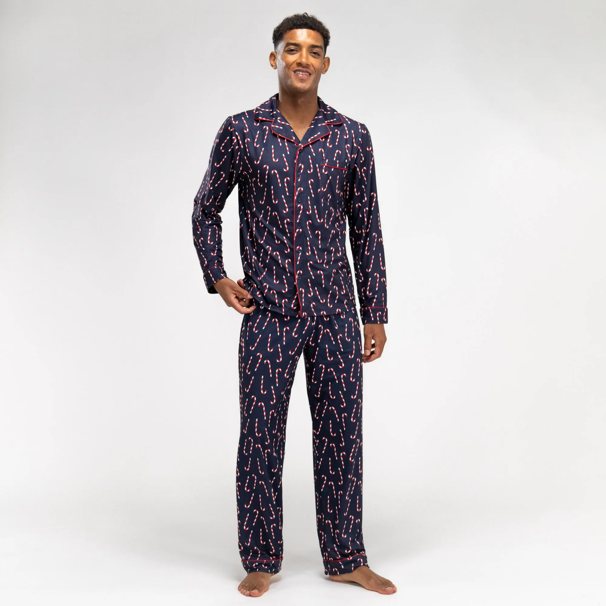 Men's Navy Candy Cane Stripe Pyjamas