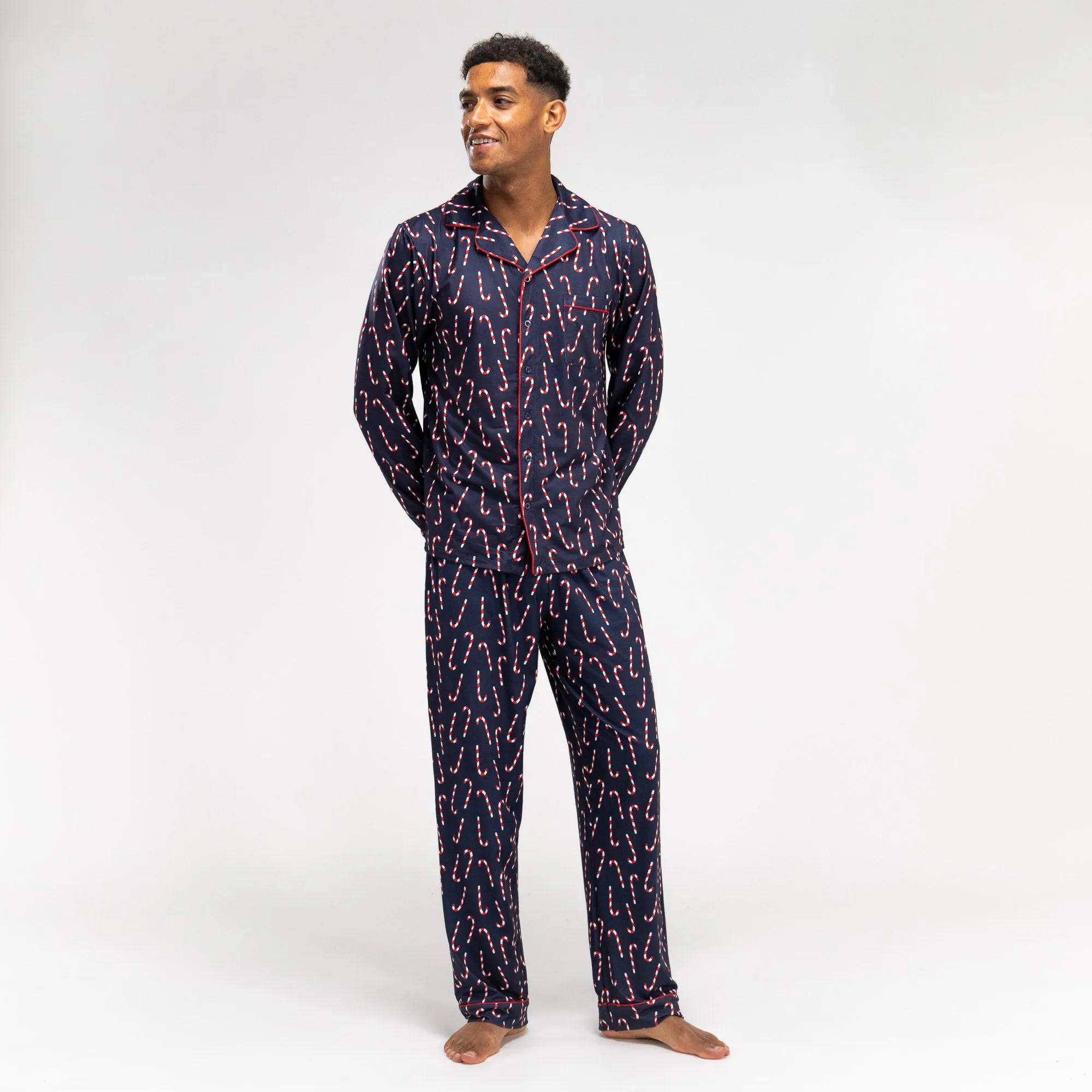 Men's Navy Candy Cane Stripe Pyjamas