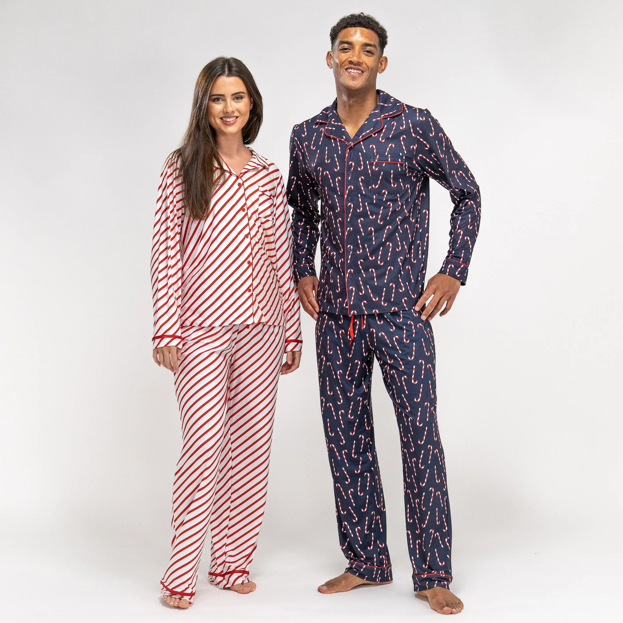 Men's Navy Candy Cane Stripe Pyjamas