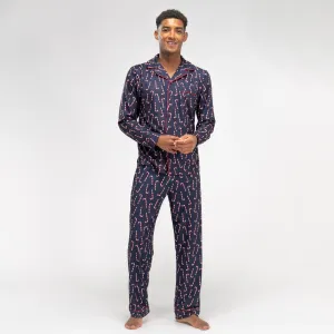 Men's Navy Candy Cane Stripe Pyjamas