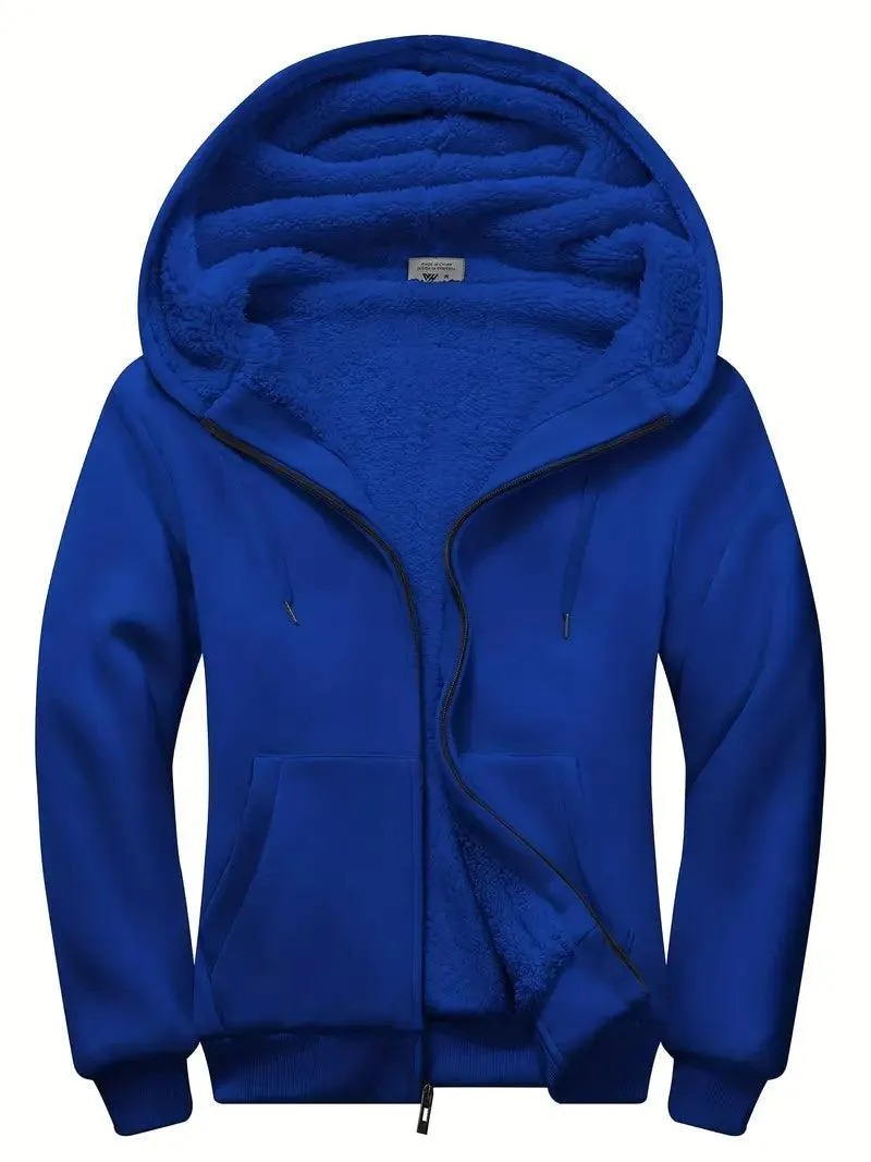 Men's Solid Color Full Zip Hoodie-ZPK006403