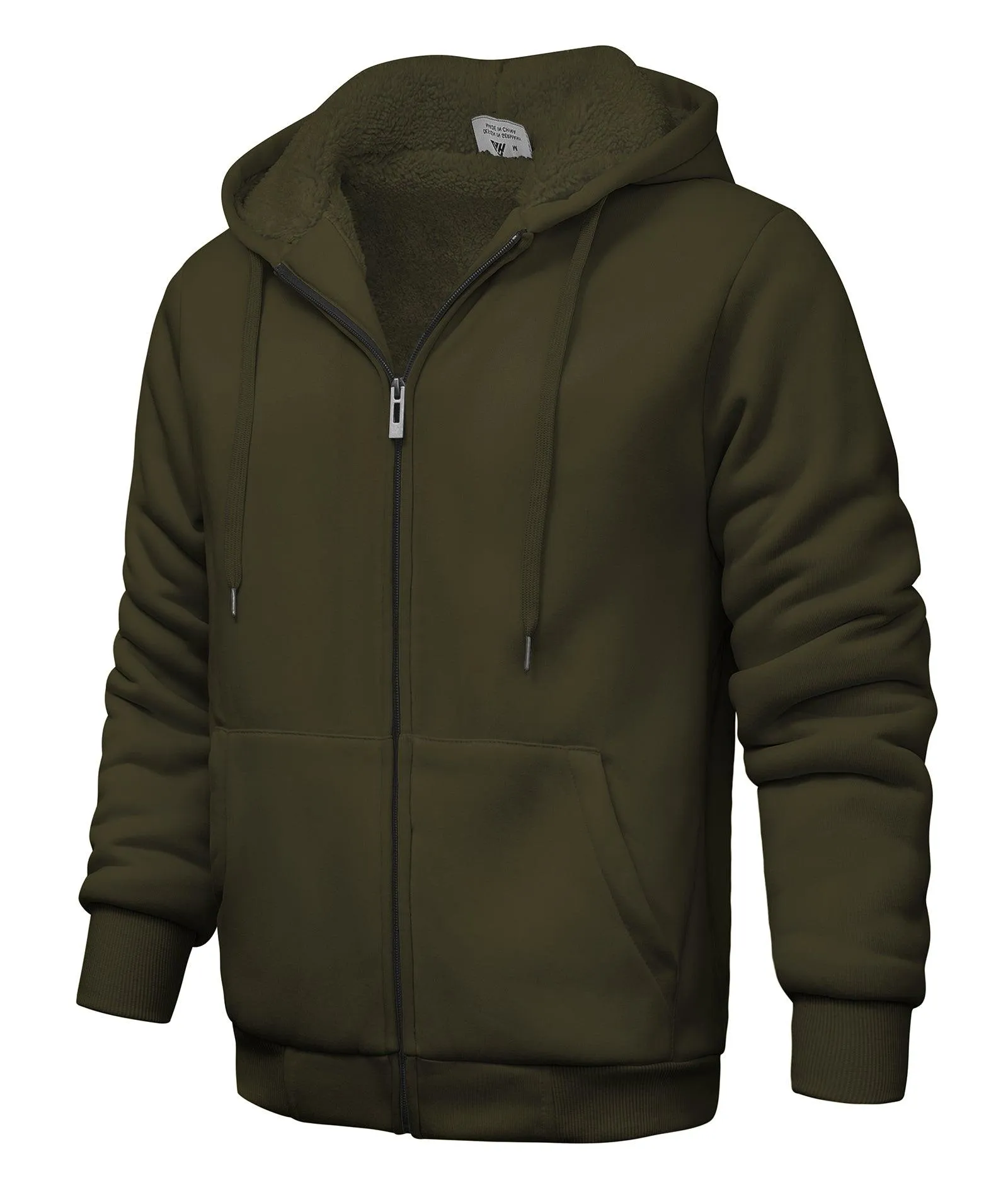 Men's Solid Color Full Zip Hoodie-ZPK006403