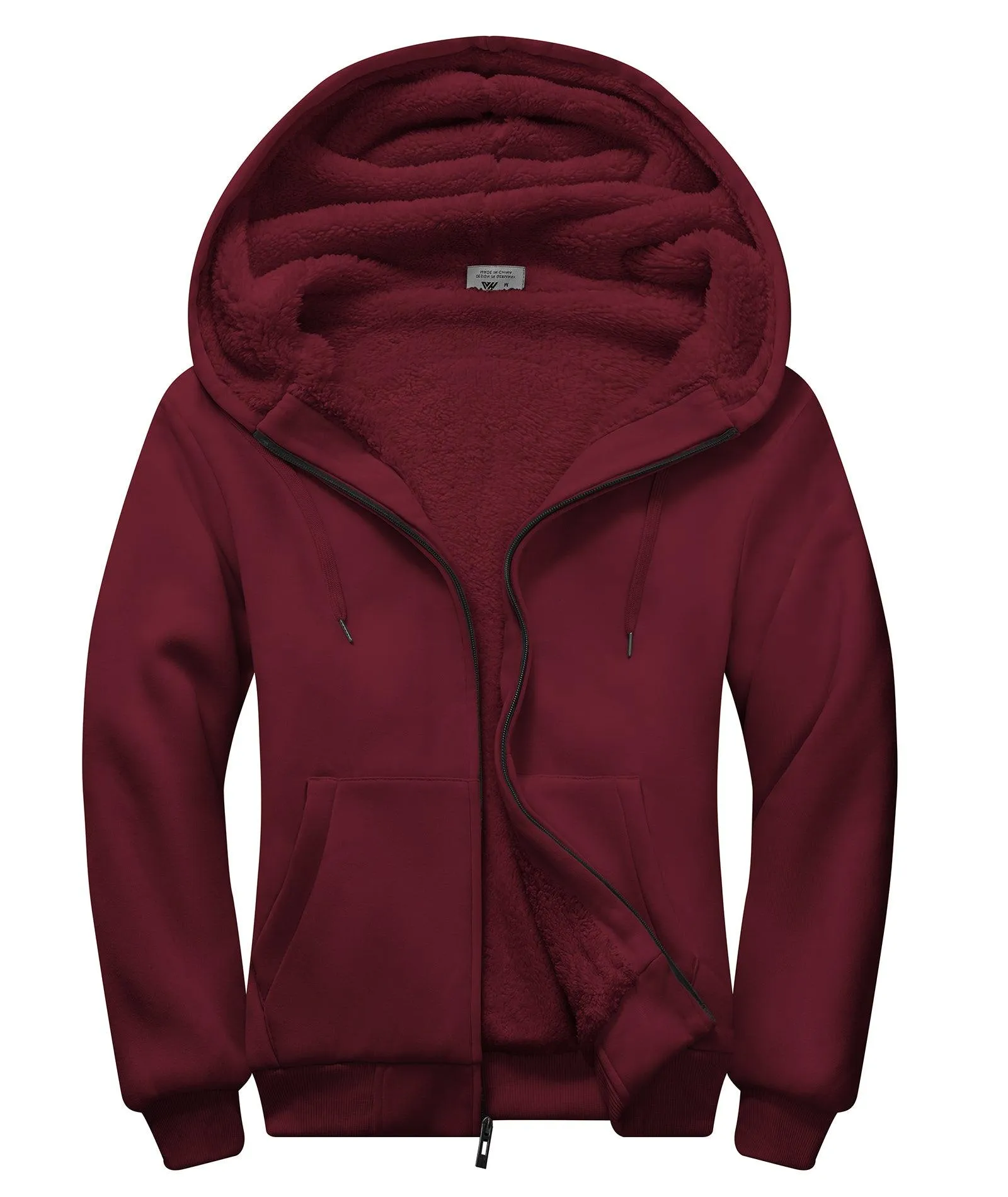 Men's Zip-Up Solid Color Thick Fleece Hoodie-ZPK006403