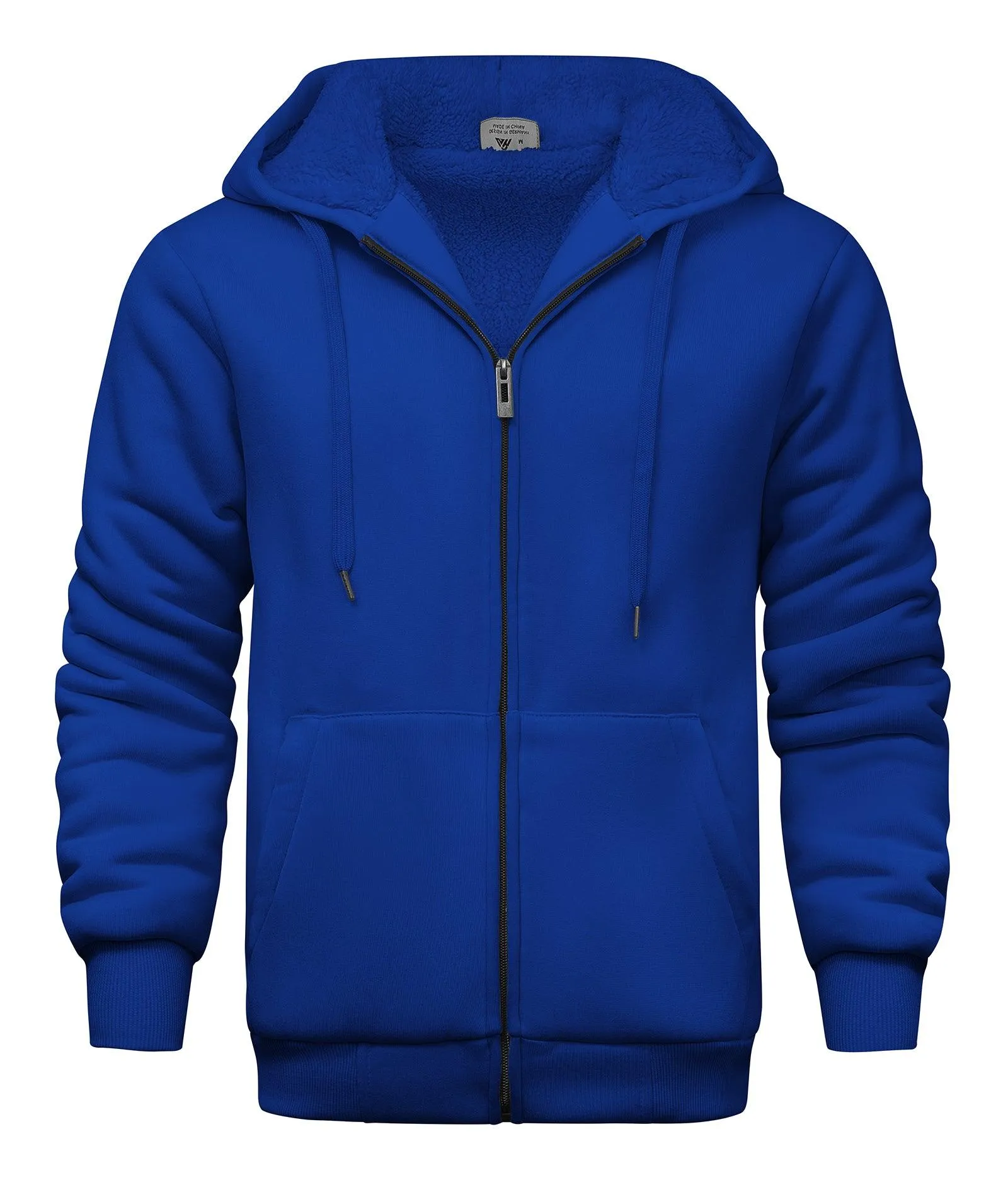 Men's Zip-Up Solid Color Thick Fleece Hoodie-ZPK006403