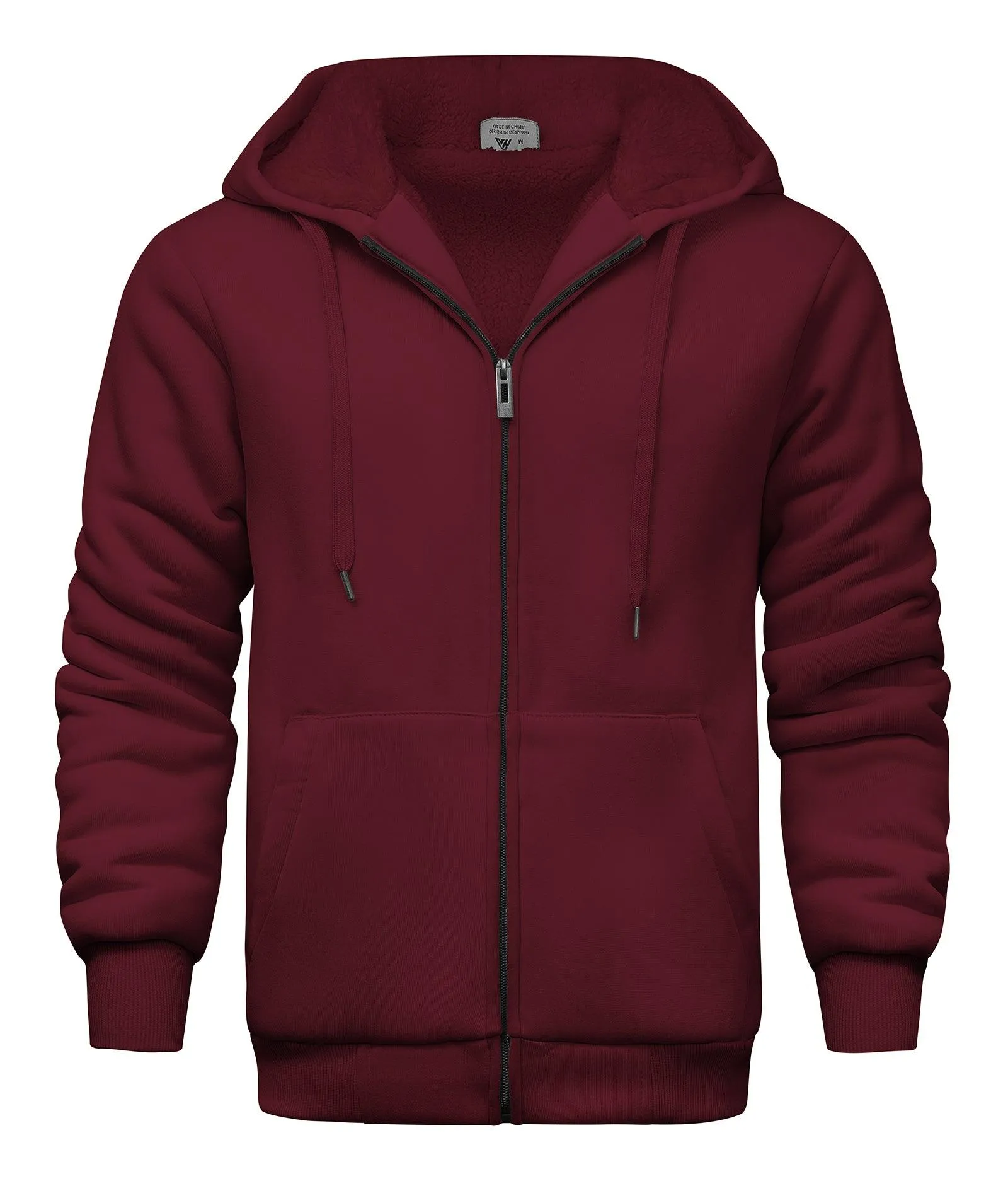 Men's Zip-Up Solid Color Thick Fleece Hoodie-ZPK006403