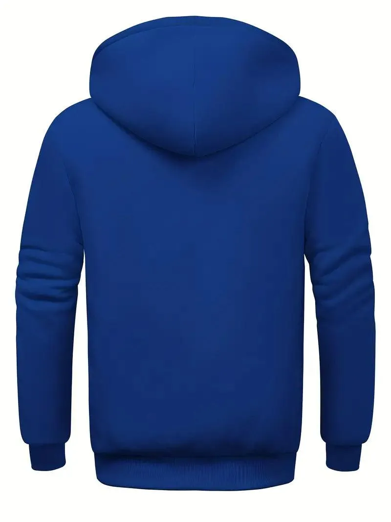 Men's Zip-Up Solid Color Thick Fleece Hoodie-ZPK006403