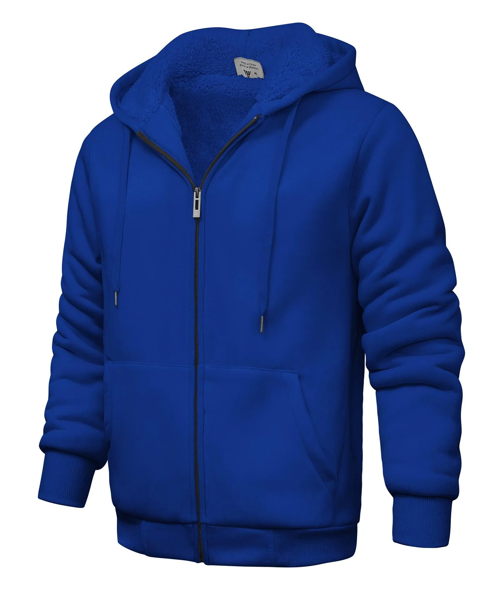 Men's Zip-Up Solid Color Thick Fleece Hoodie-ZPK006403