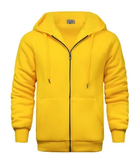 Men's Zip-Up Solid Color Thick Fleece Hoodie-ZPK006403