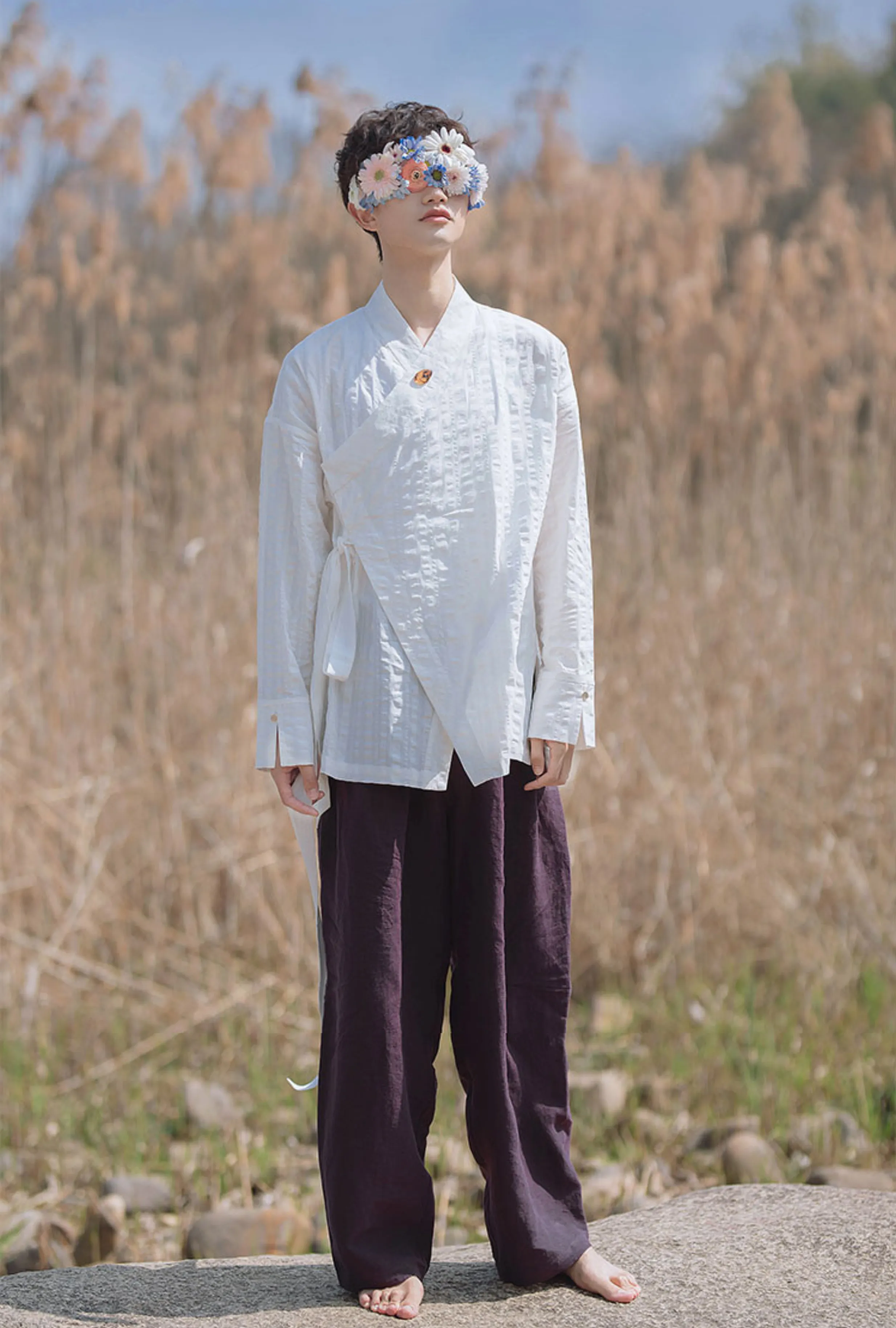 Midnight 凝夜 Modernized Song Dynasty Men's Hemp & Linen Trousers