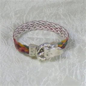 Multi-colored Braided Leather Bracelet with Buckle Clasp