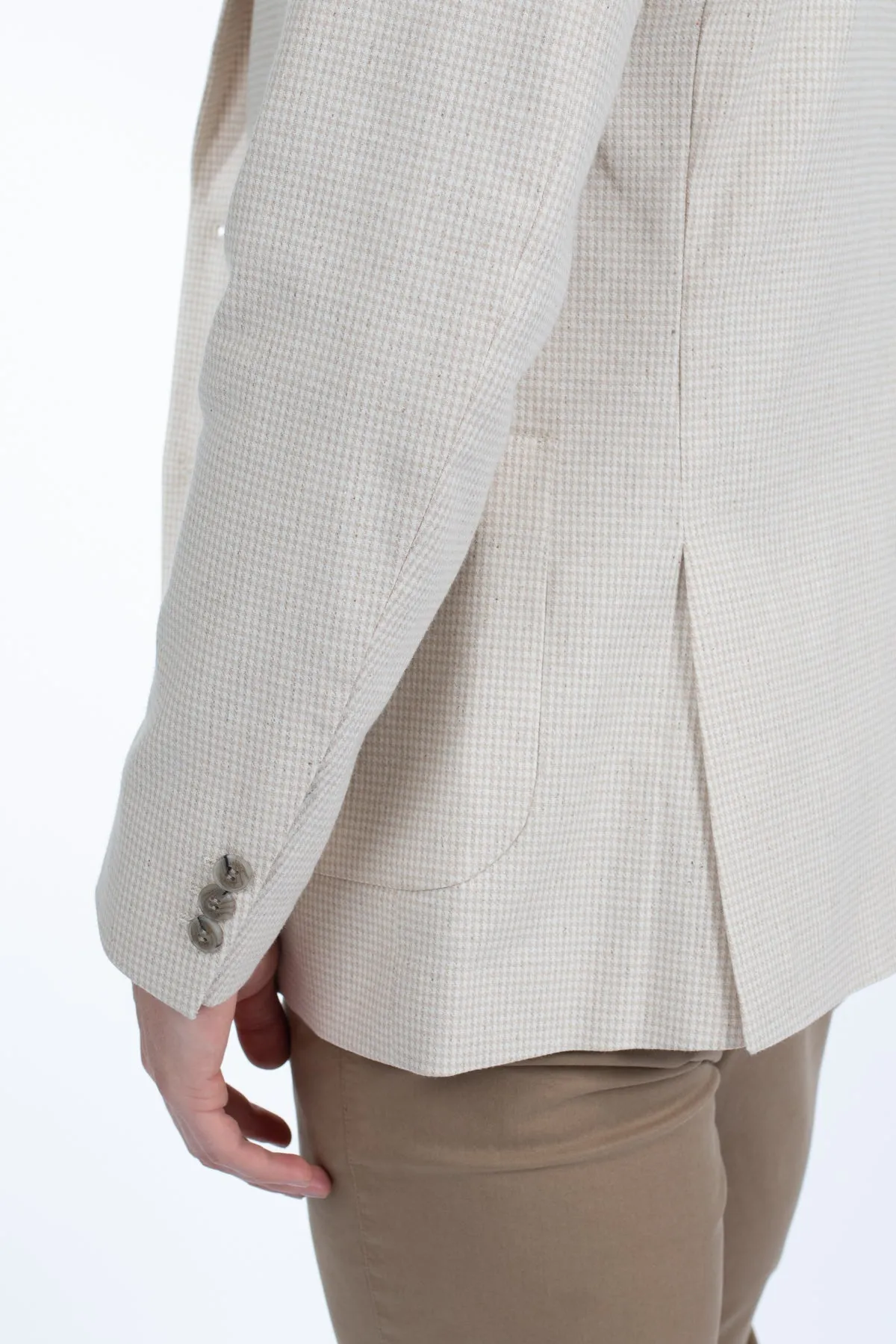 Natural Check Patch Pocket Linen Blazer