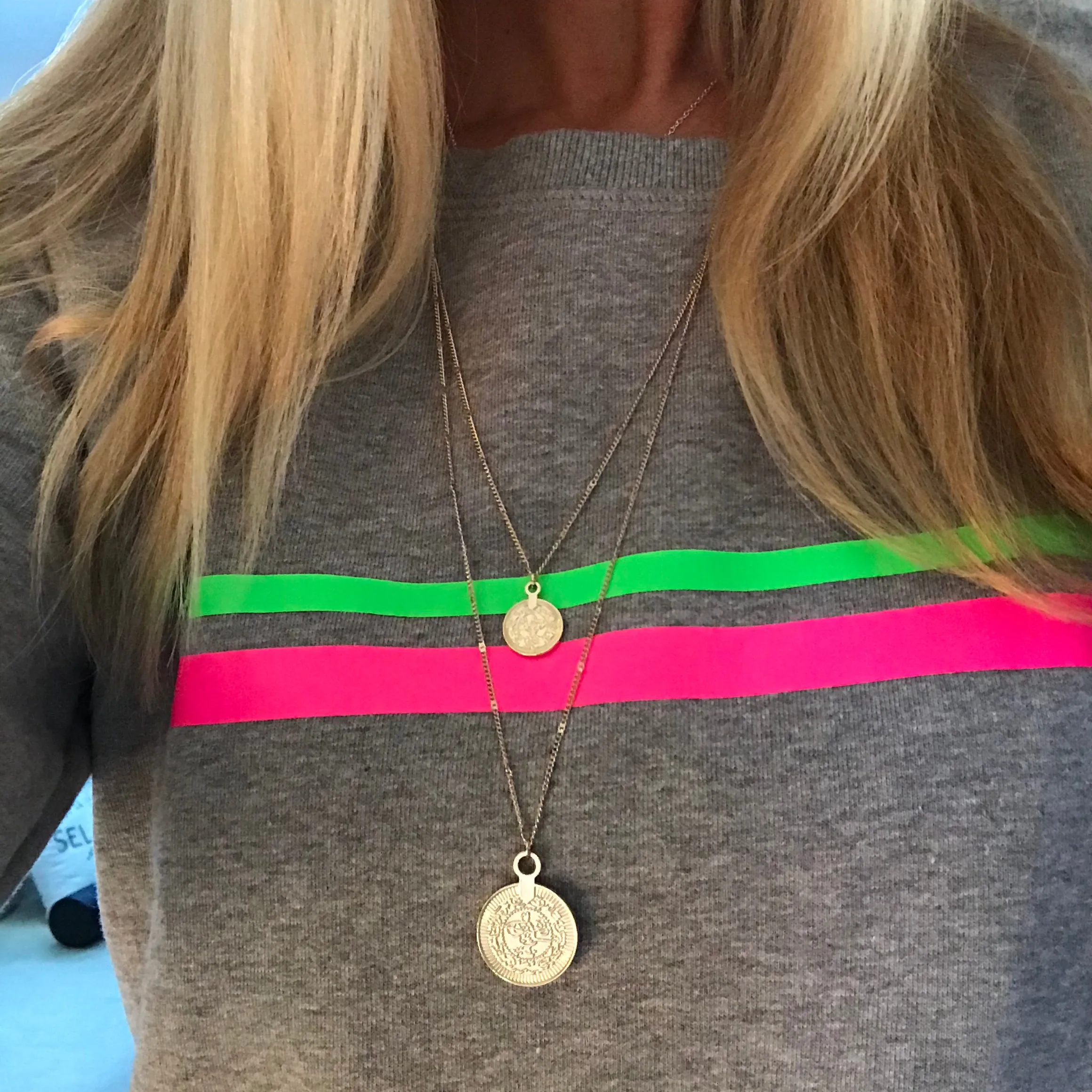 Neon pink & green stripe sweatshirt