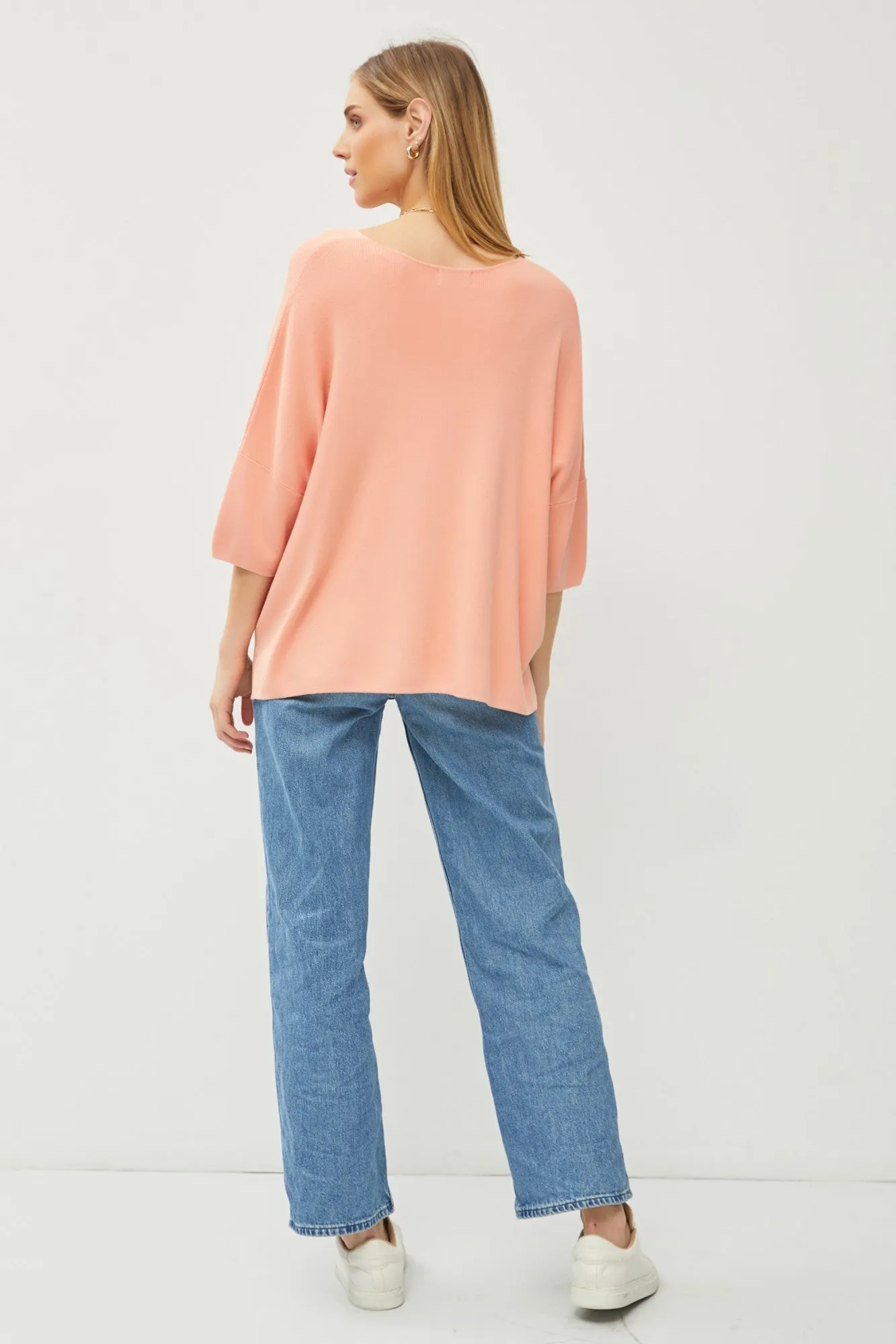 Office Chats V-Neck Half Sleeve Knit Top