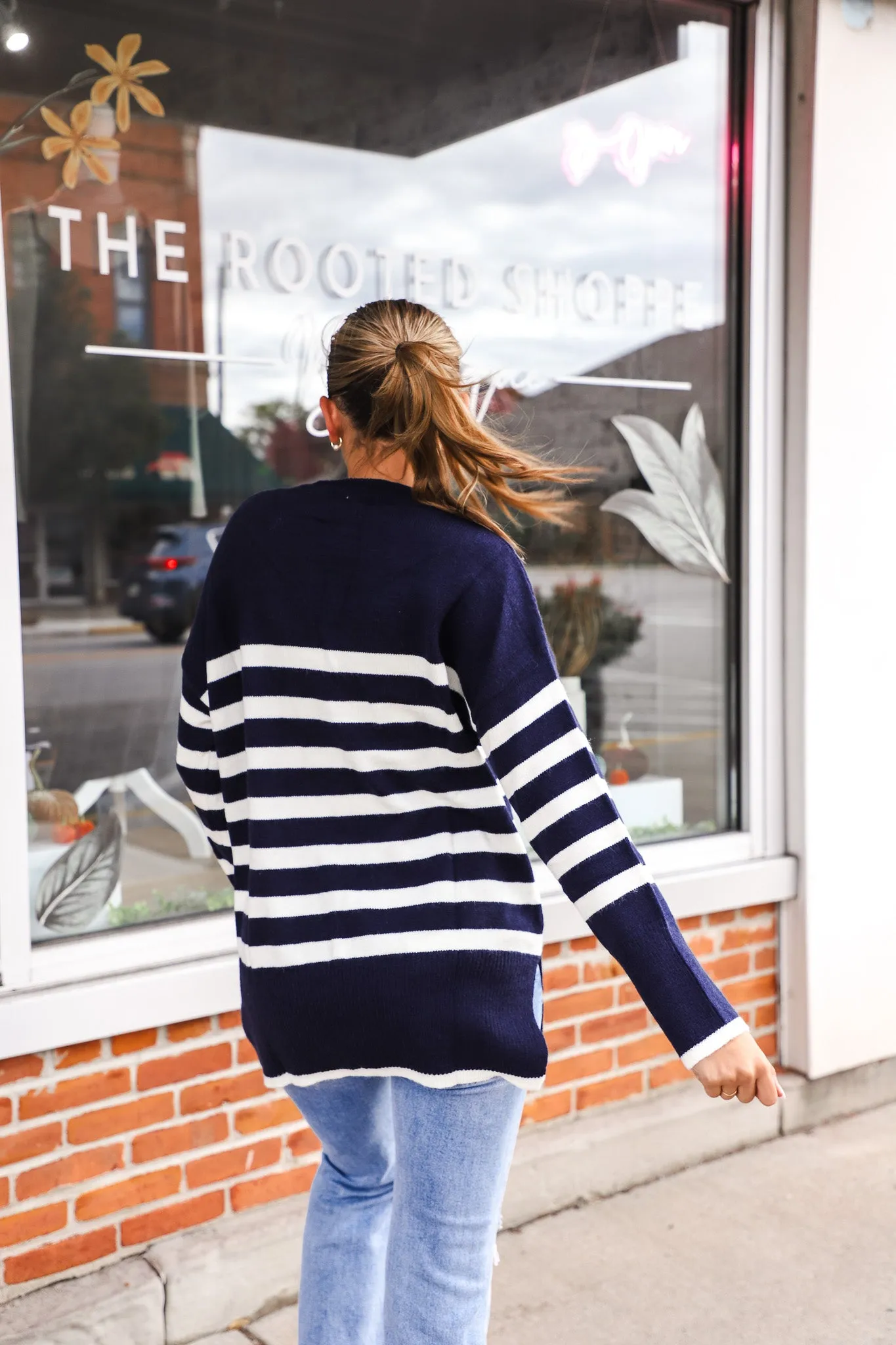 Olivia Striped Soft Sweater Tunic Top