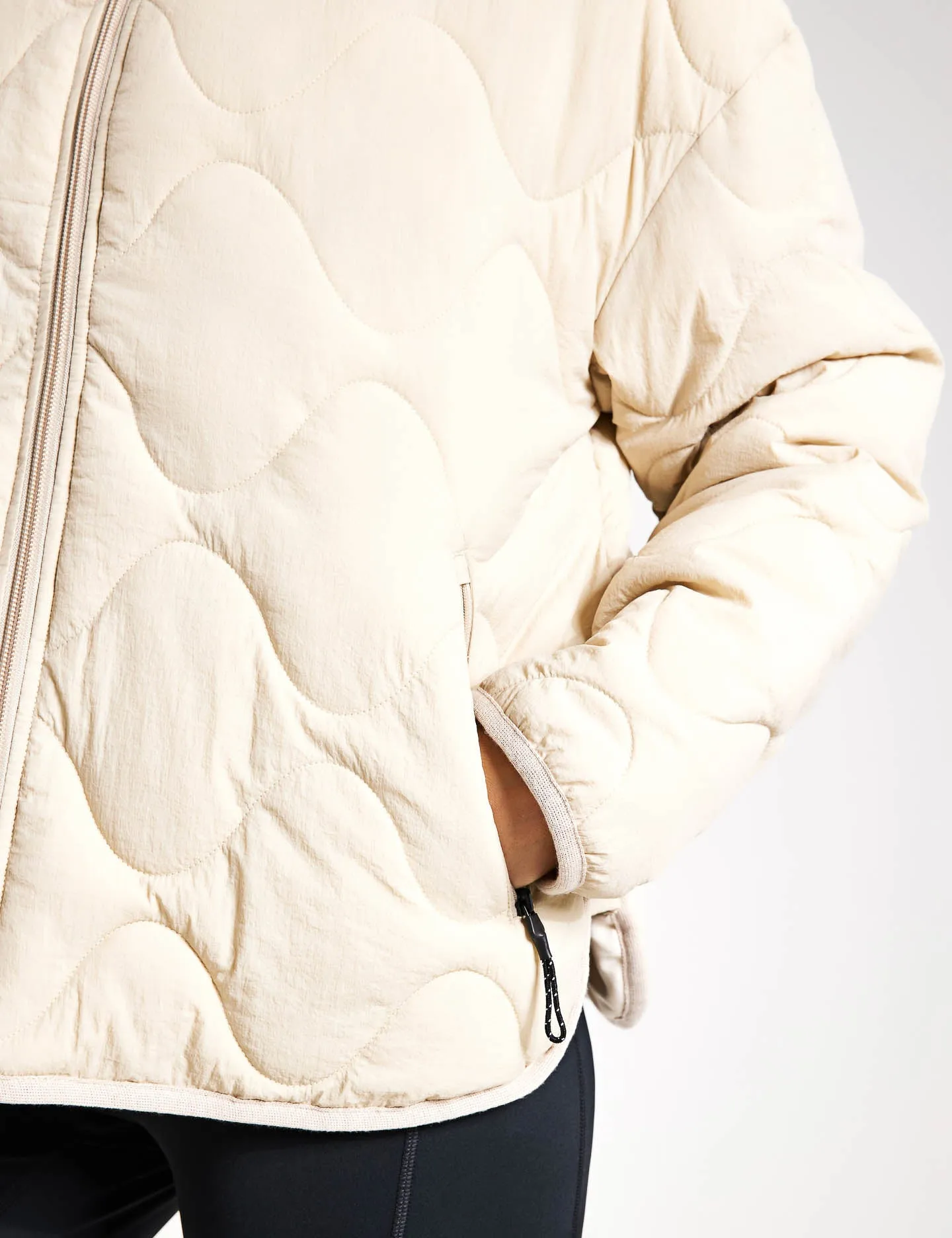 Packaway Quilted Funnel Neck Jacket - Beige