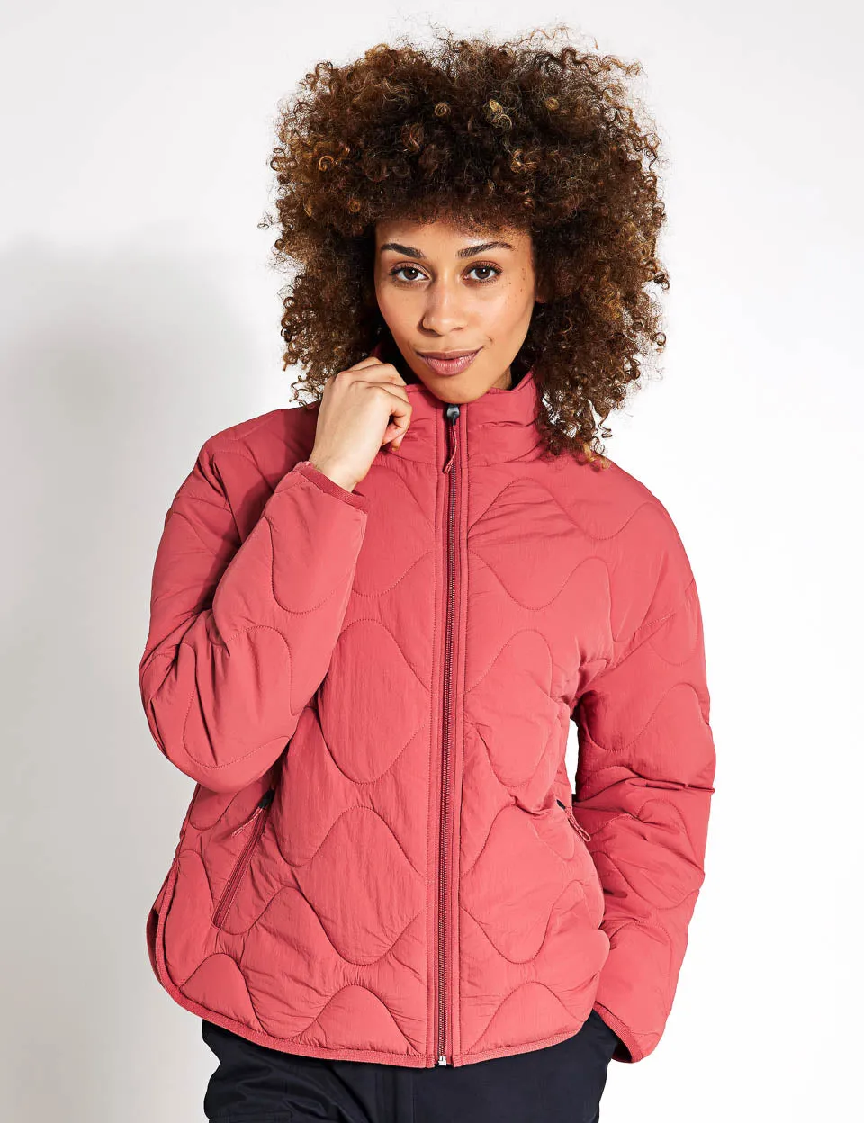 Packaway Quilted Funnel Neck Jacket - Brick