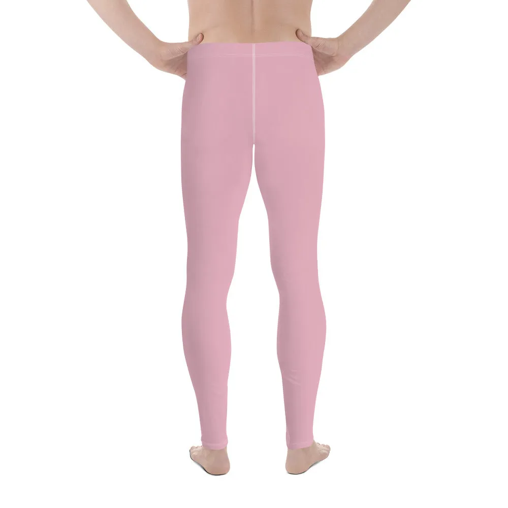 Pale Pink Color Meggings, Solid Ballet Pink Color Premium Quality Best Designer Men's Leggings - Made in USA/EU/MX