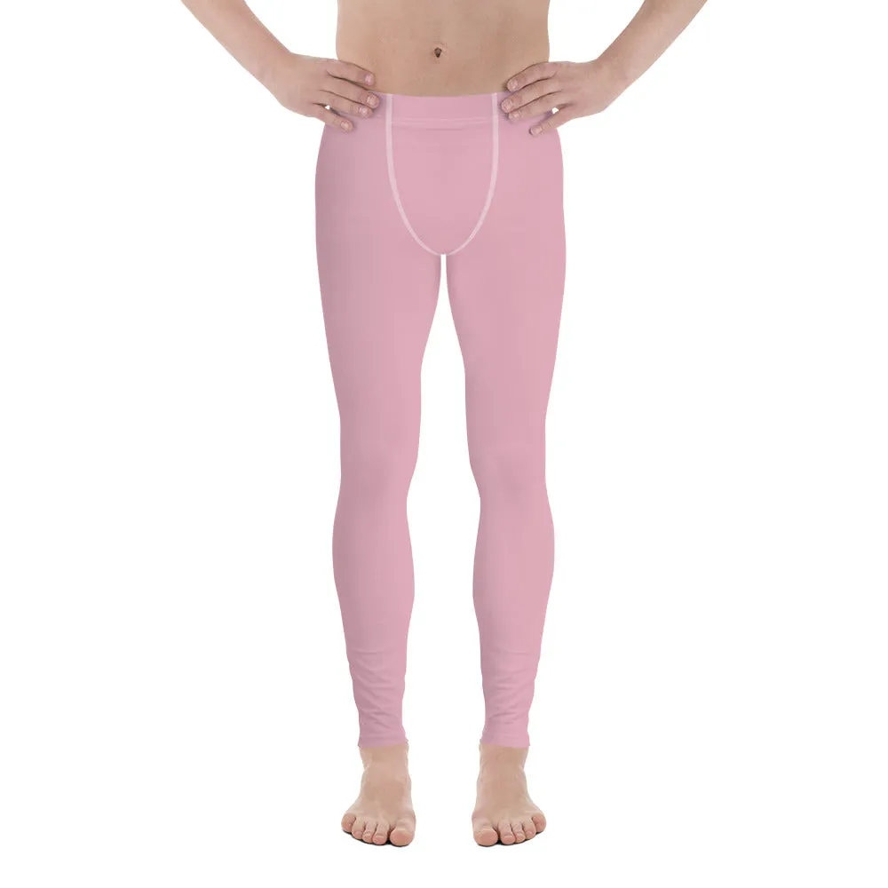 Pale Pink Color Meggings, Solid Ballet Pink Color Premium Quality Best Designer Men's Leggings - Made in USA/EU/MX