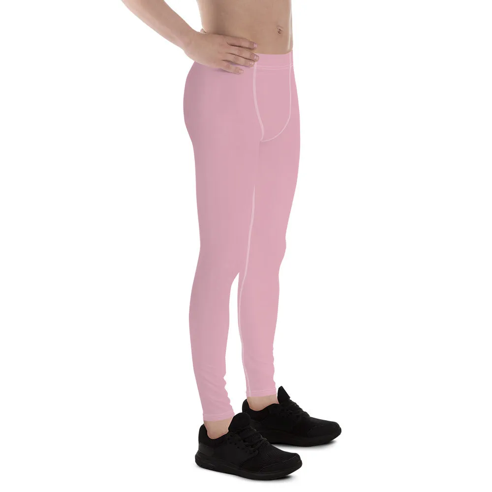 Pale Pink Color Meggings, Solid Ballet Pink Color Premium Quality Best Designer Men's Leggings - Made in USA/EU/MX