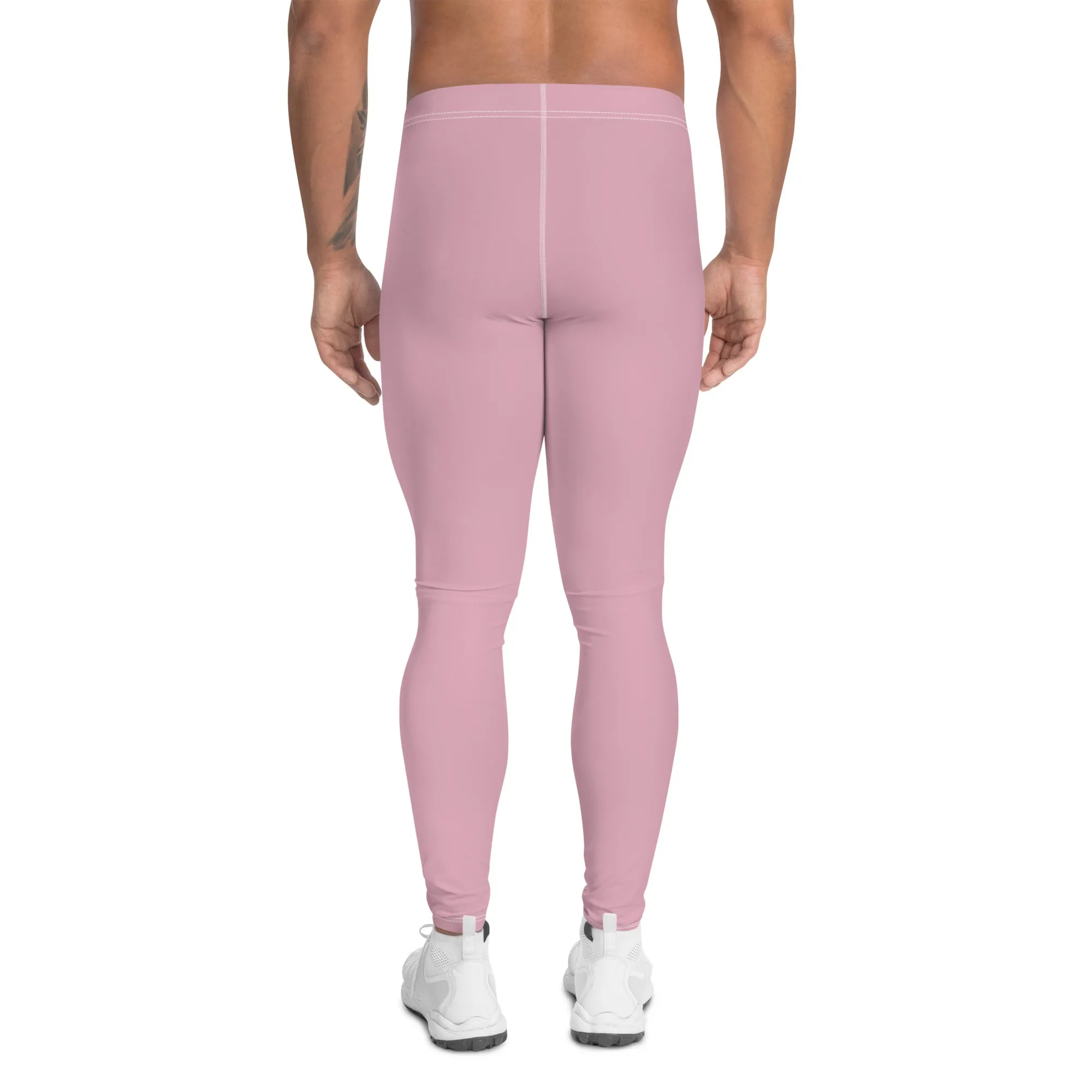 Pale Pink Color Meggings, Solid Ballet Pink Color Premium Quality Best Designer Men's Leggings - Made in USA/EU/MX