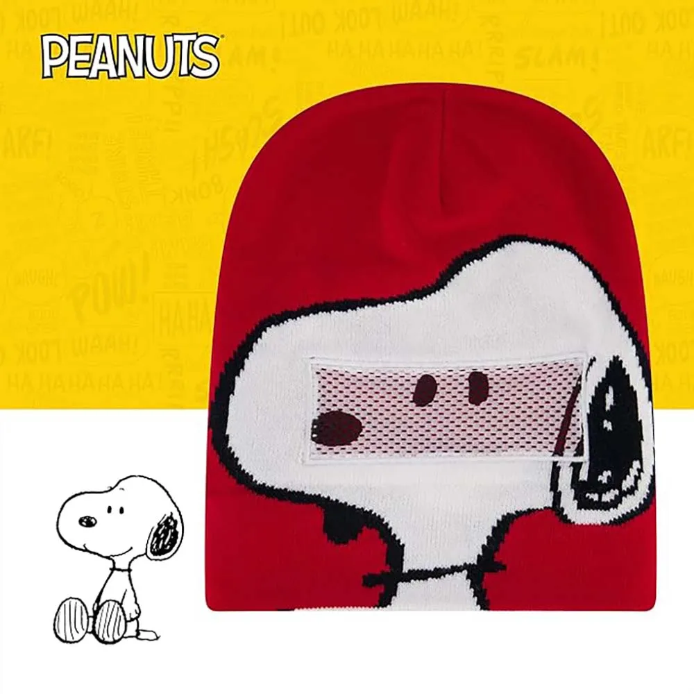 Peanuts Snoopy Beanie Hat, Knit Roll Down Cuffed Winter Cap