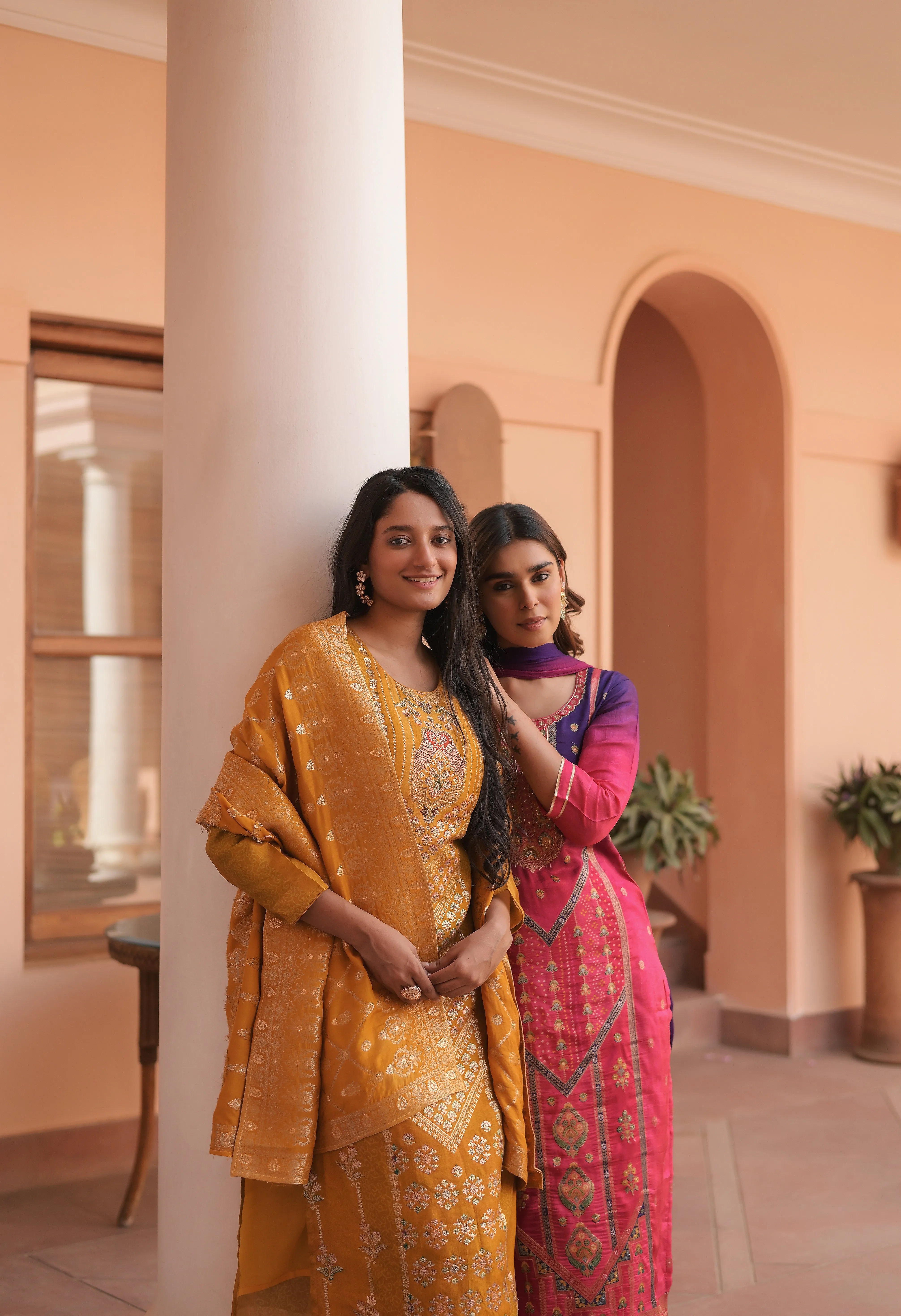 Pink Blue Harmony Kurta Set With Dupatta