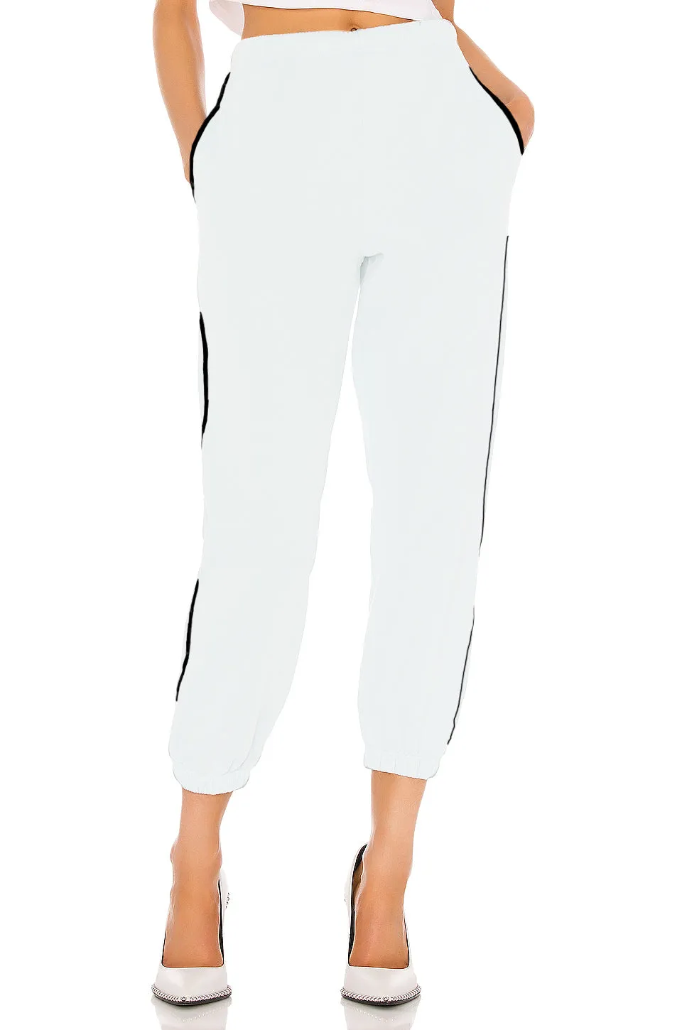 Piped Classic White  Joggers